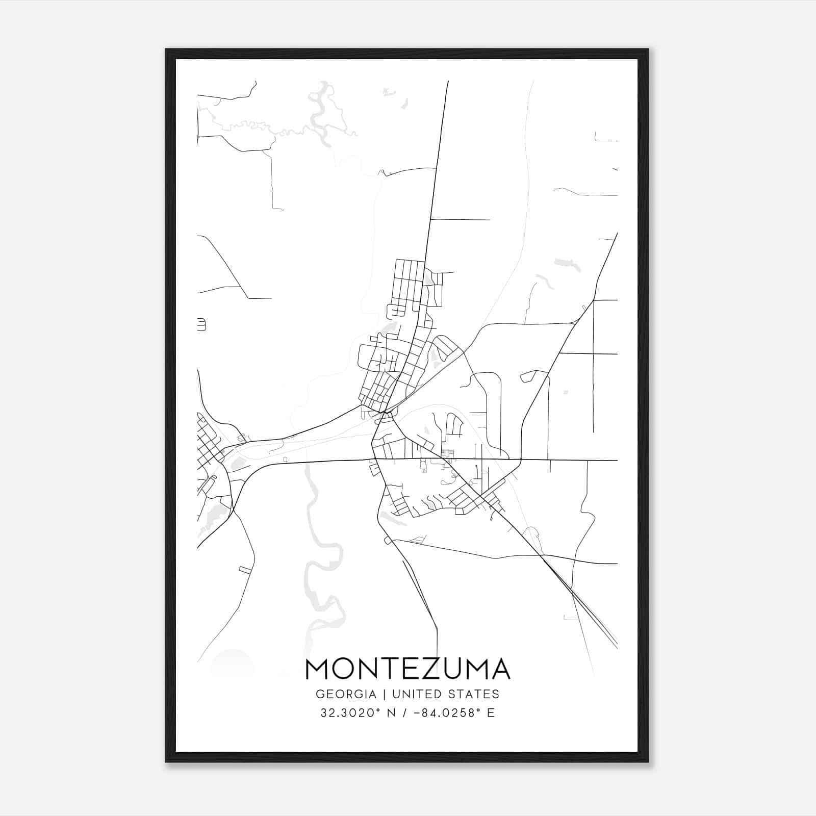 Montezuma Georgia Map Poster, Modern Home Decor Wall Art Print Montezuma Georgia Map Poster, Modern Home Decor Wall Art Print