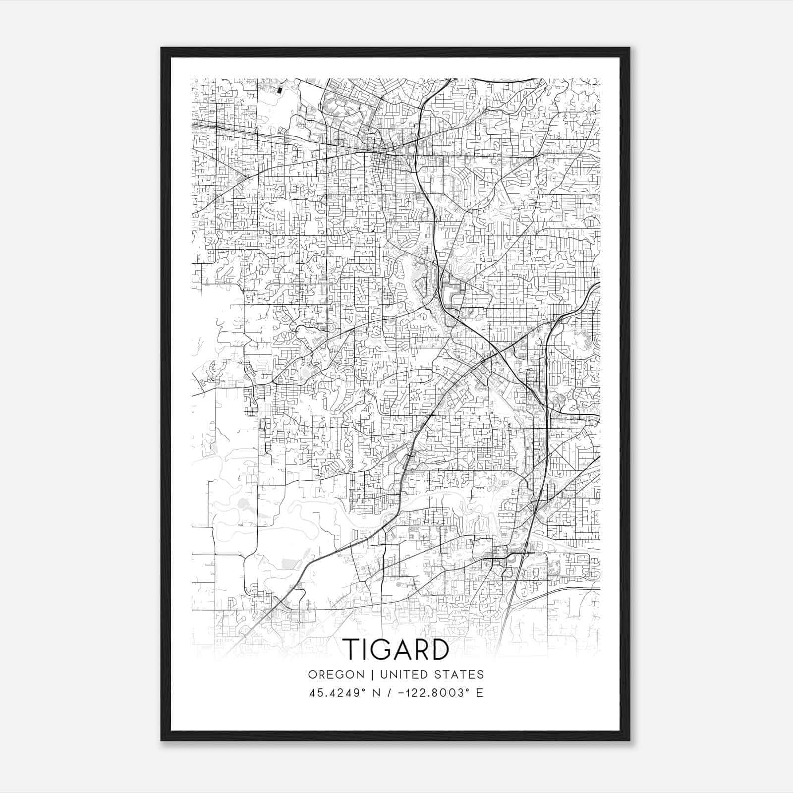 Tigard Oregon Map Poster, Modern Home Decor Wall Art Print