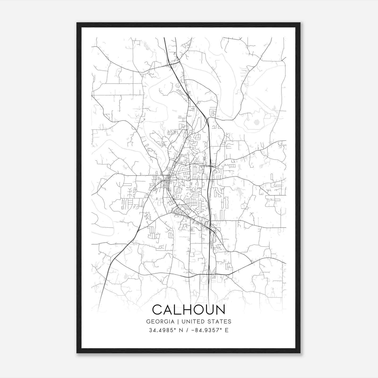 Calhoun Georgia Map Poster, Modern Home Decor Wall Art Print