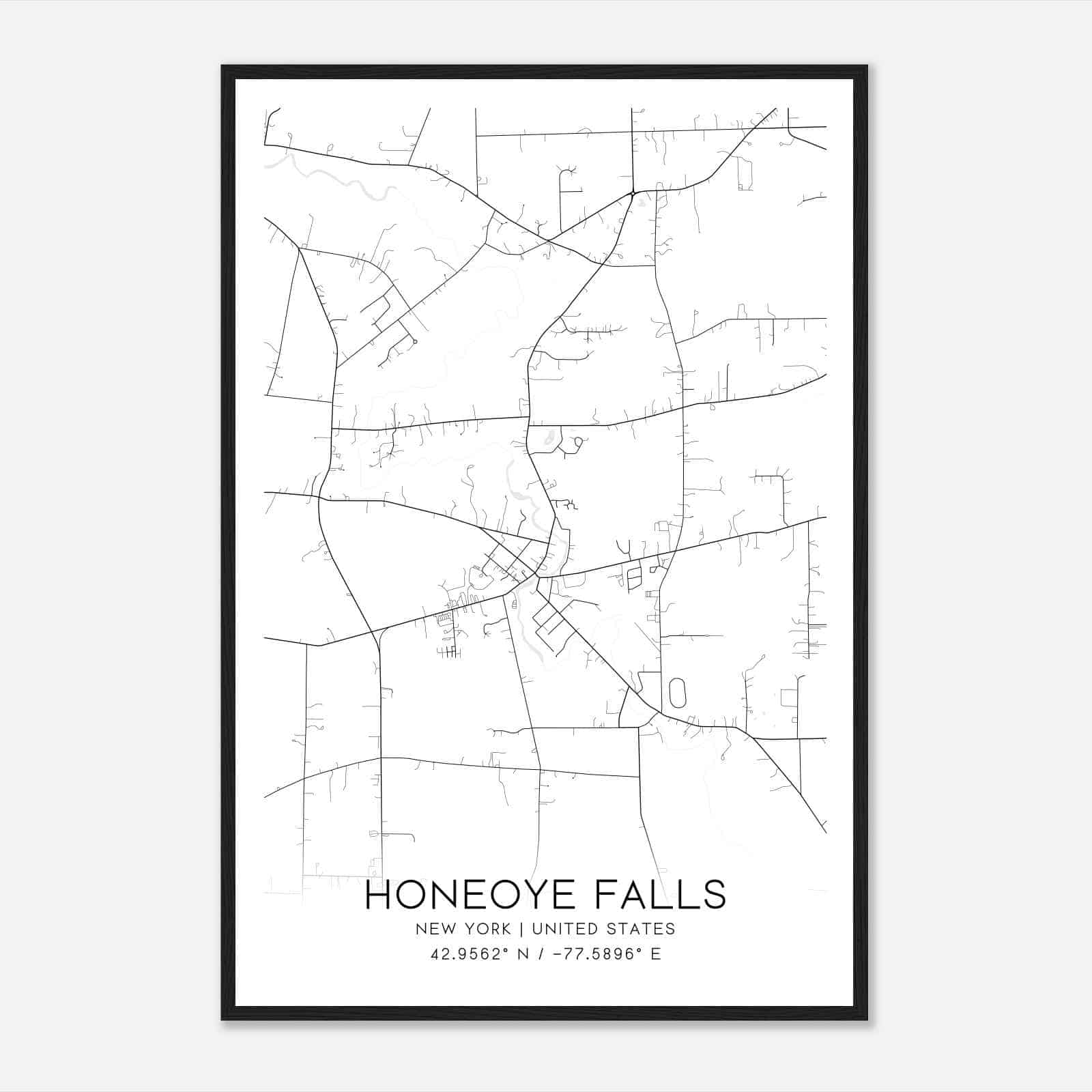 Honeoye Falls New York Map Poster, Modern Home Decor Wall Art Print