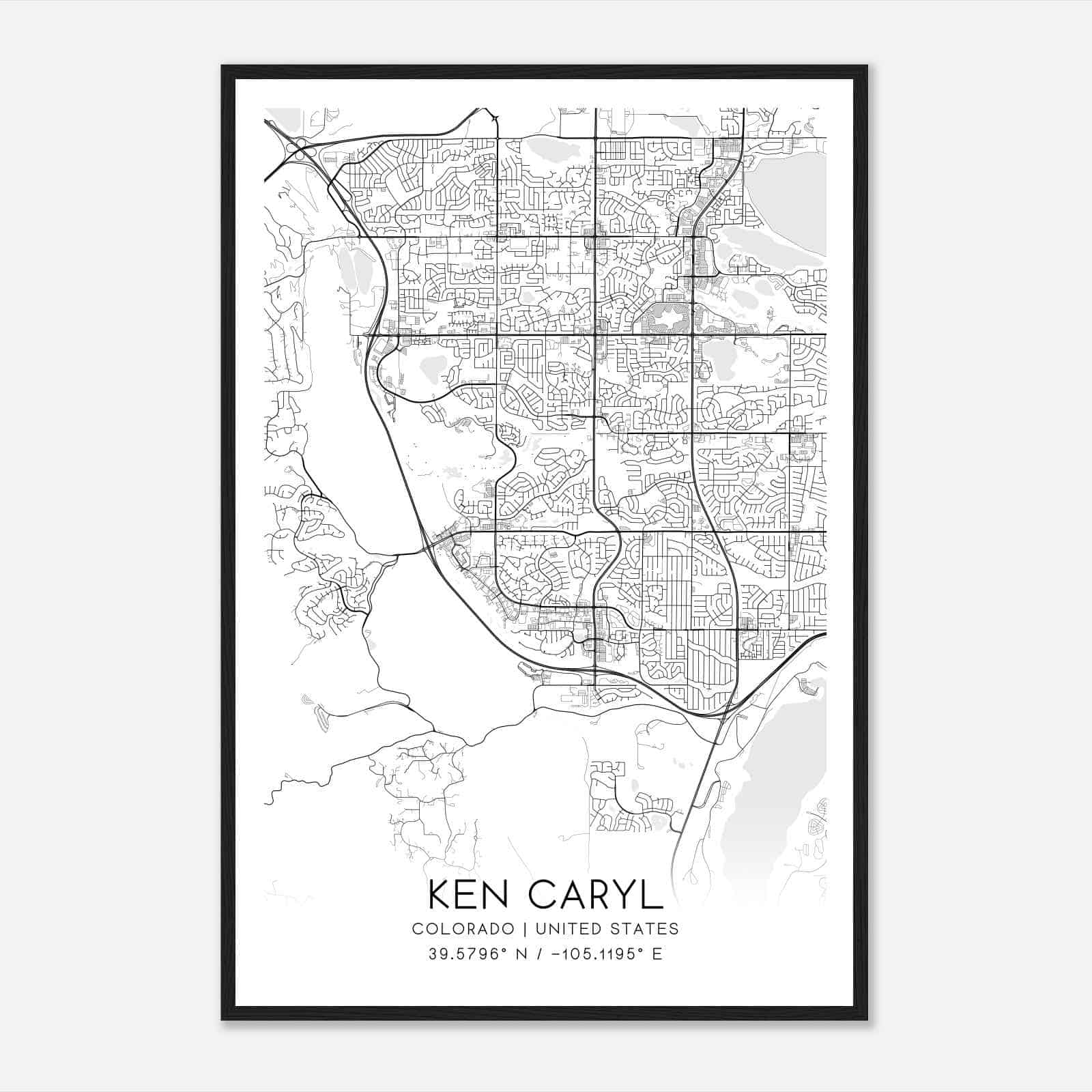 Ken Caryl Colorado Map Poster, Modern Home Decor Wall Art Print