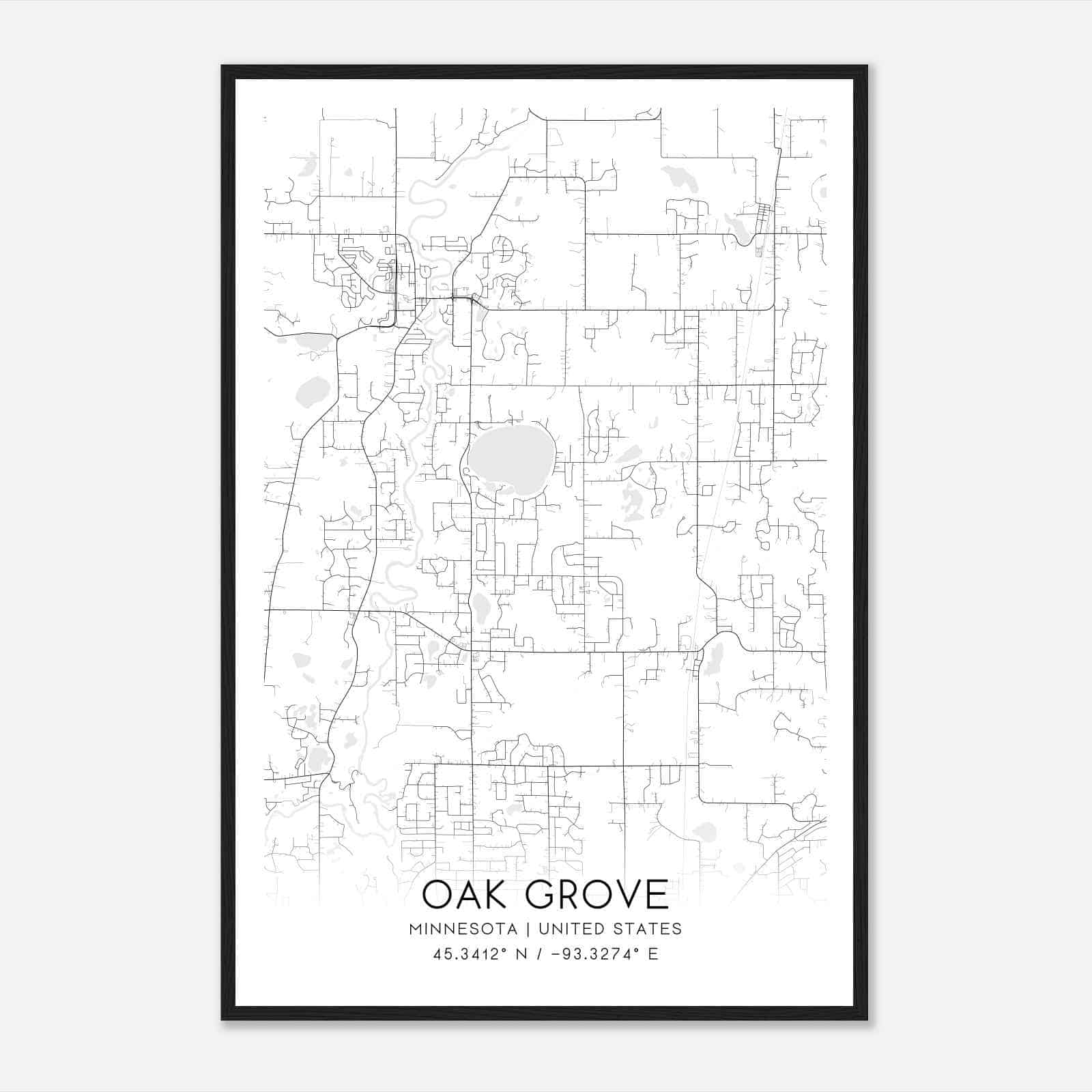 Oak Grove Minnesota Map Poster, Modern Home Decor Wall Art Print
