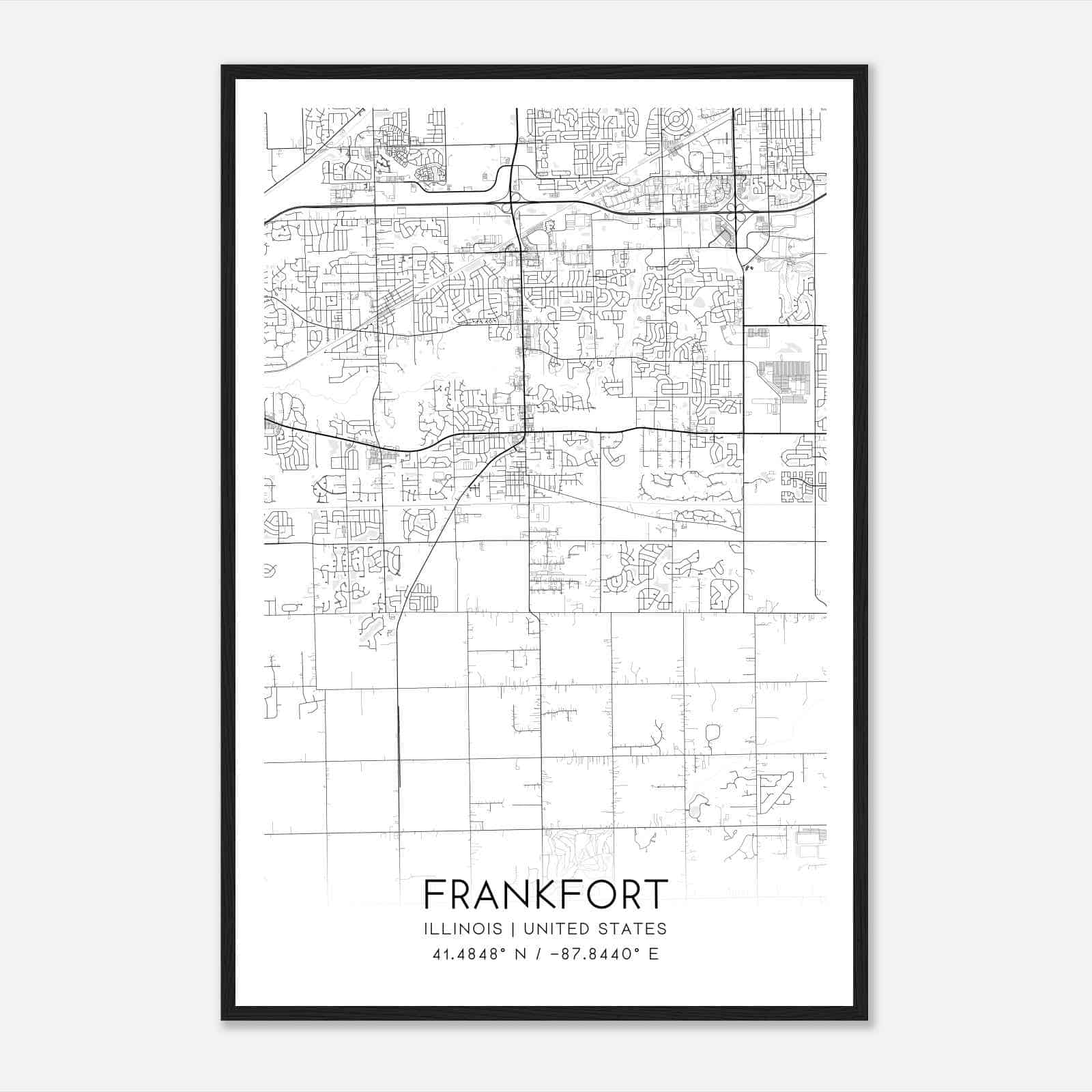 Frankfort Illinois Map Poster, Modern Home Decor Wall Art Print