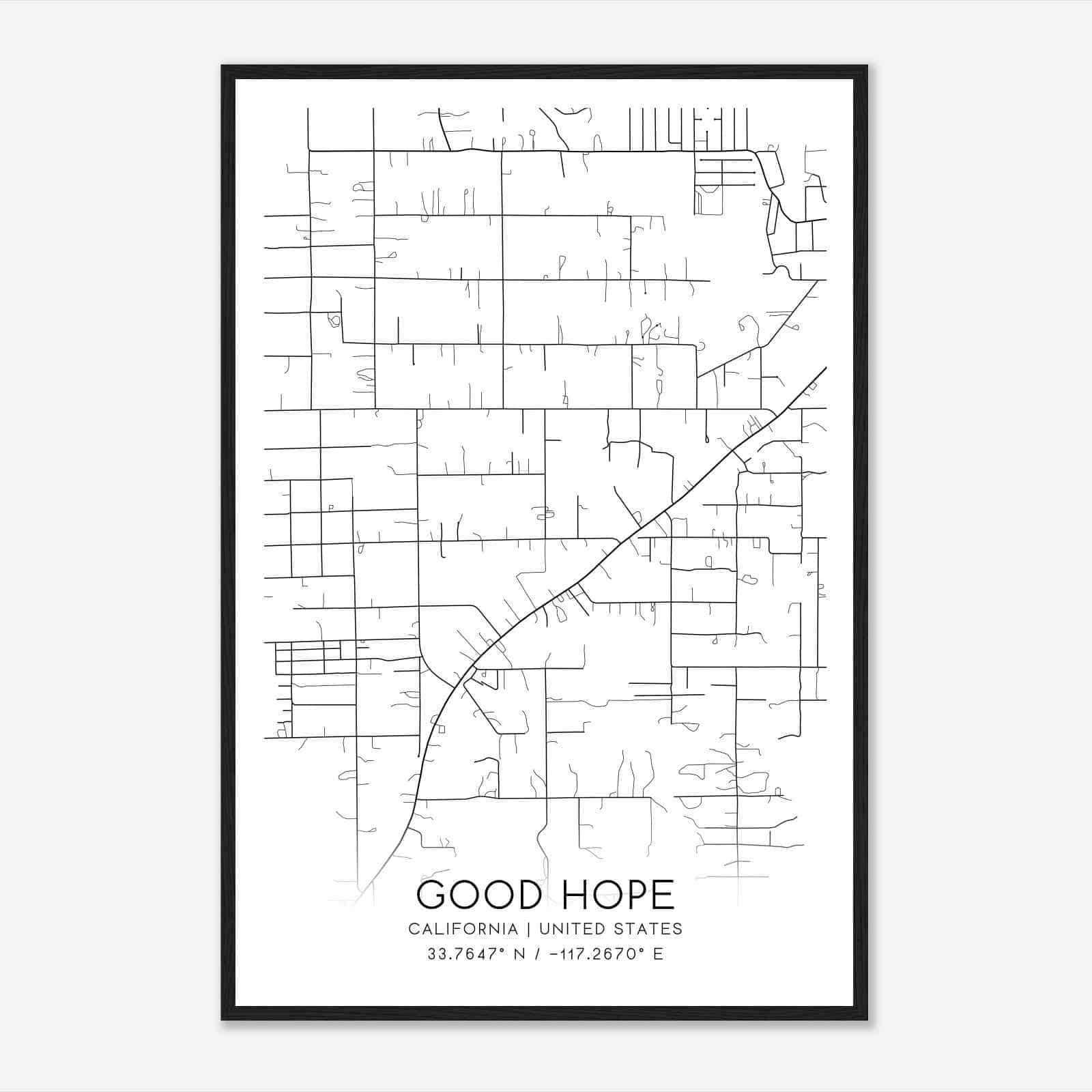 Good Hope California Map Poster, Modern Home Decor Wall Art Print