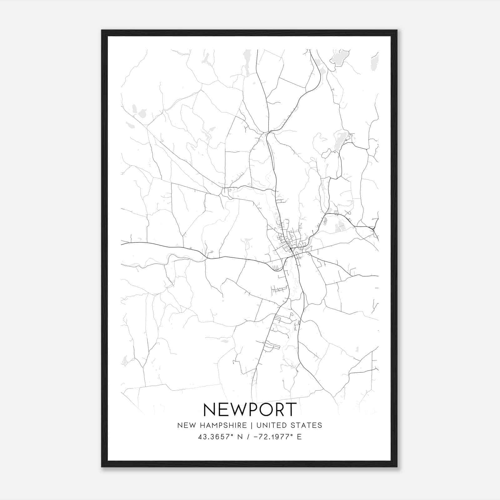 Newport New Hampshire Map Poster, Modern Home Decor Wall Art Print Newport New Hampshire Map Poster, Modern Home Decor Wall Art Print