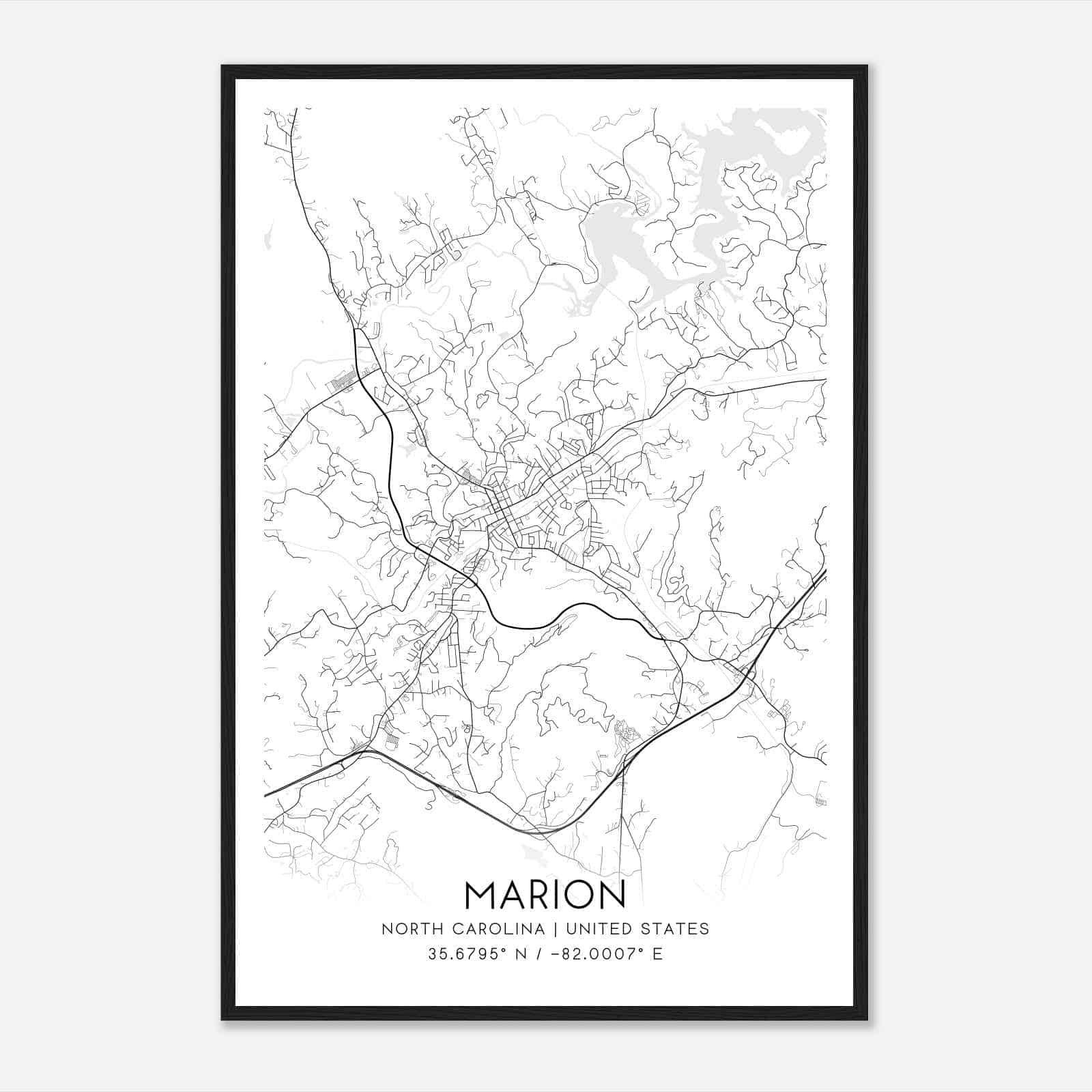 Marion North Carolina Map Poster, Modern Home Decor Wall Art Print Marion North Carolina Map Poster, Modern Home Decor Wall Art Print