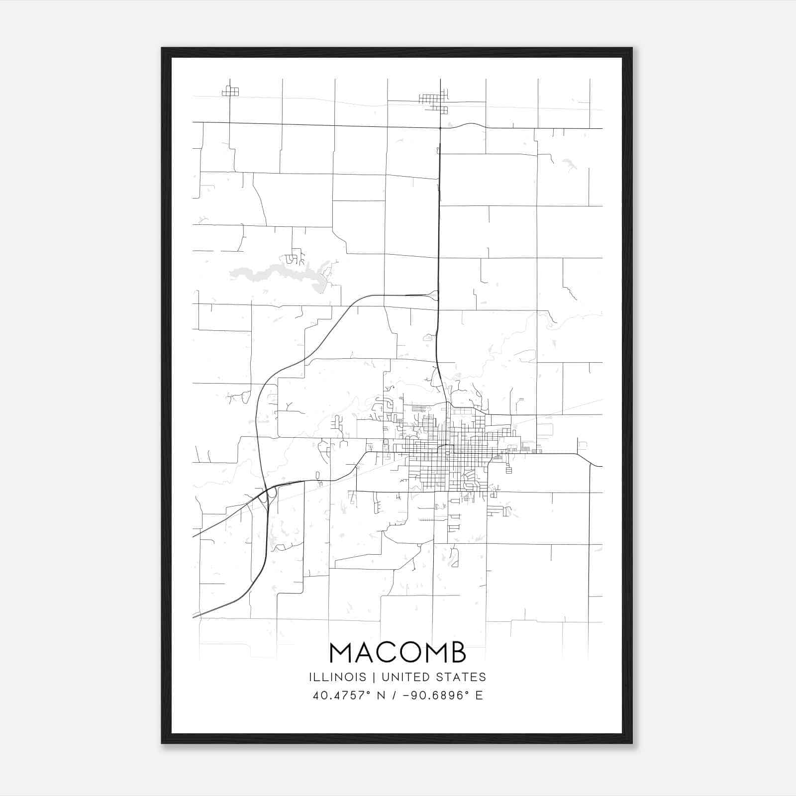 Macomb Illinois Map Poster, Modern Home Decor Wall Art Print