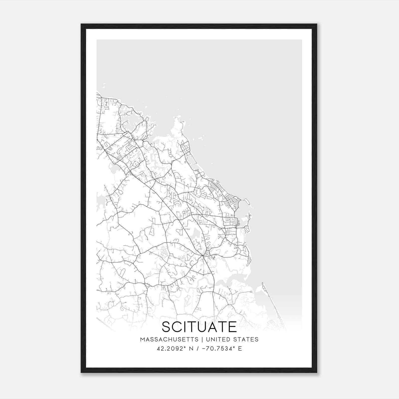 Scituate Massachusetts Map Poster, Modern Home Decor Wall Art Print