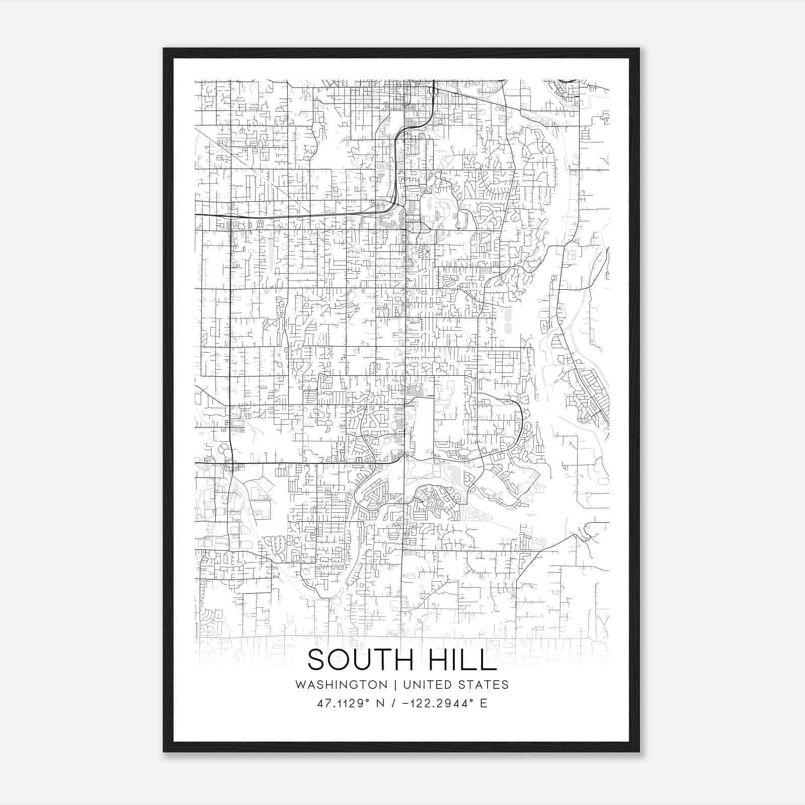 South Hill Washington Map Poster, Modern Home Decor Wall Art Print South Hill Washington Map Poster, Modern Home Decor Wall Art Print