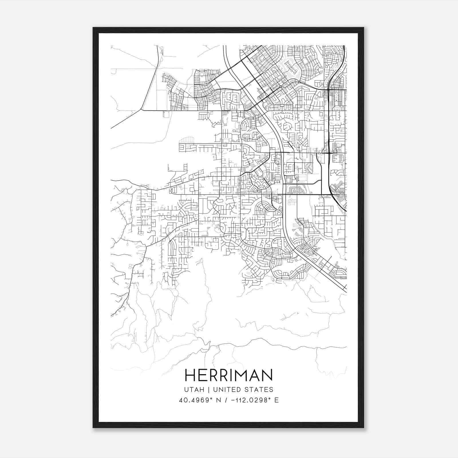 Herriman Utah Map Poster, Modern Home Decor Wall Art Print