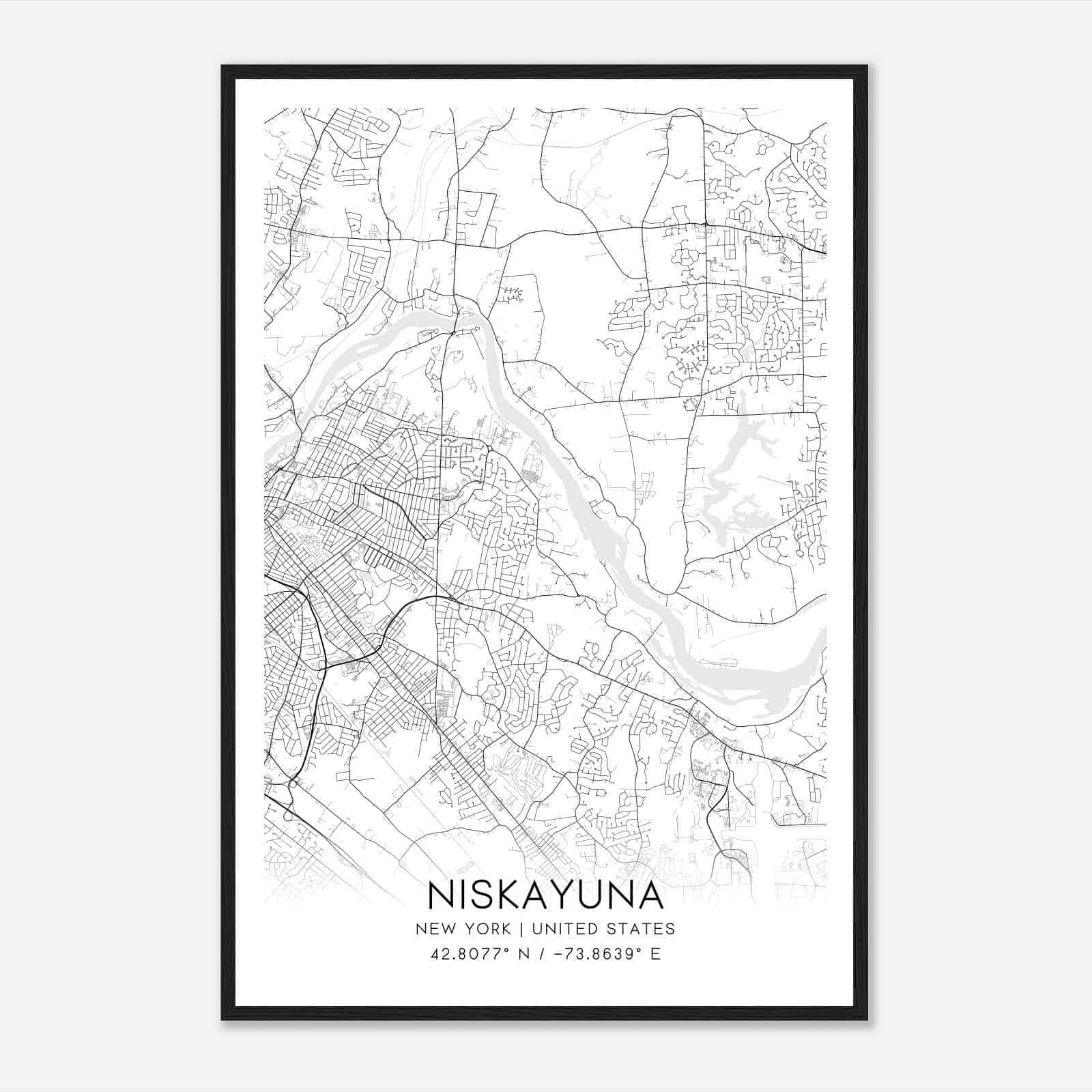Niskayuna New York Map Poster, Modern Home Decor Wall Art Print
