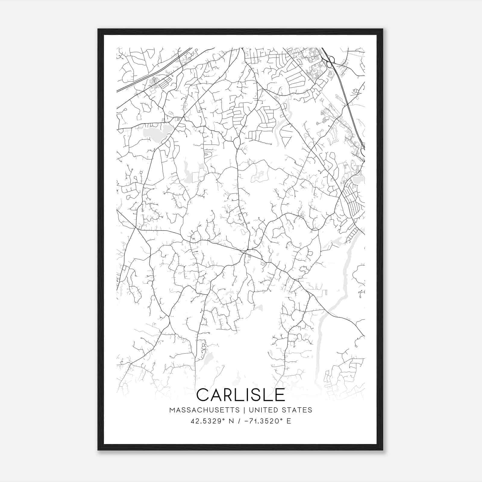Carlisle Massachusetts Map Poster, Modern Home Decor Wall Art Print