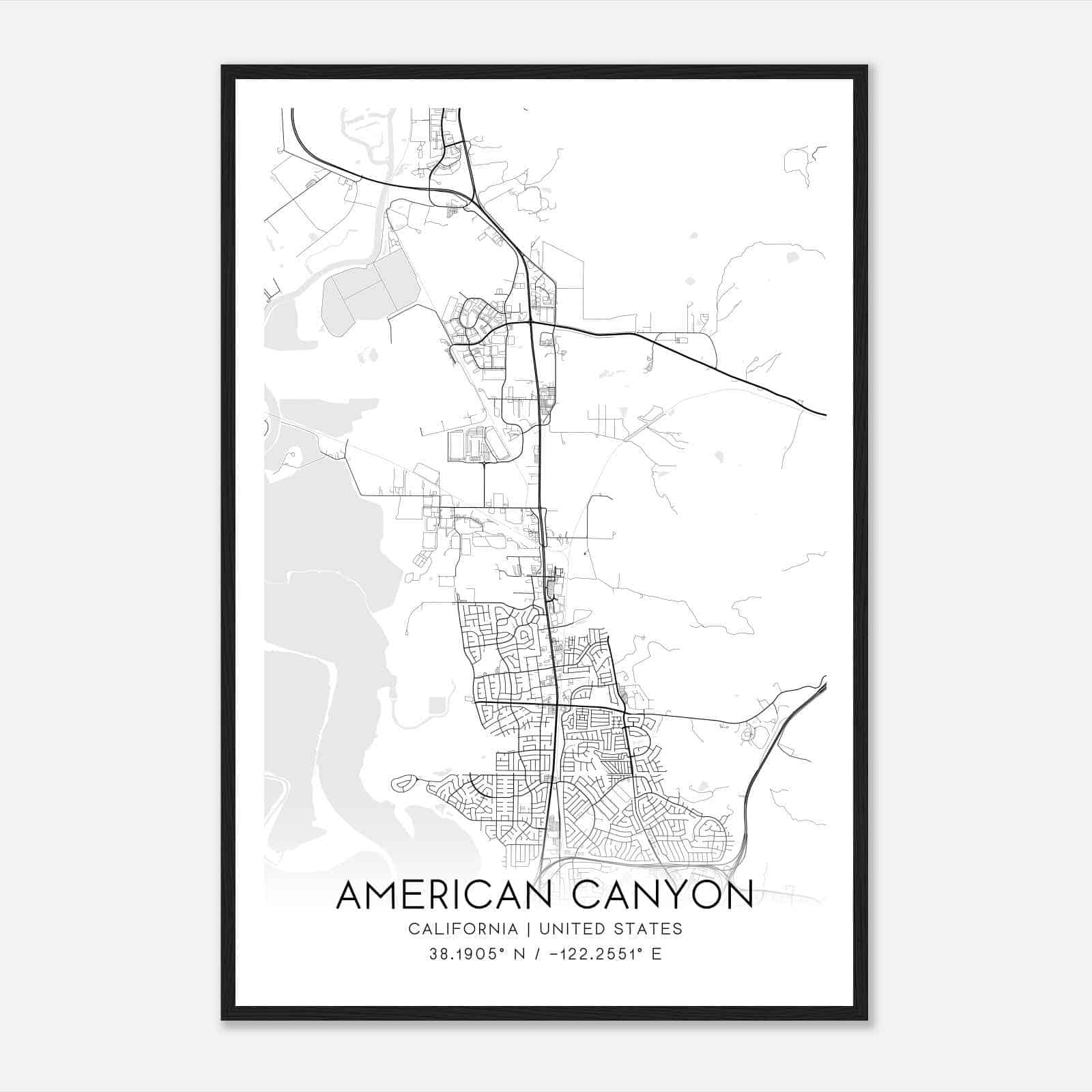 American Canyon California Map Poster, Modern Home Decor Wall Art Print