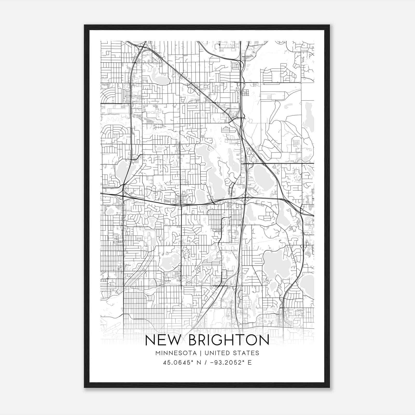 New Brighton Minnesota Map Poster, Modern Home Decor Wall Art Print