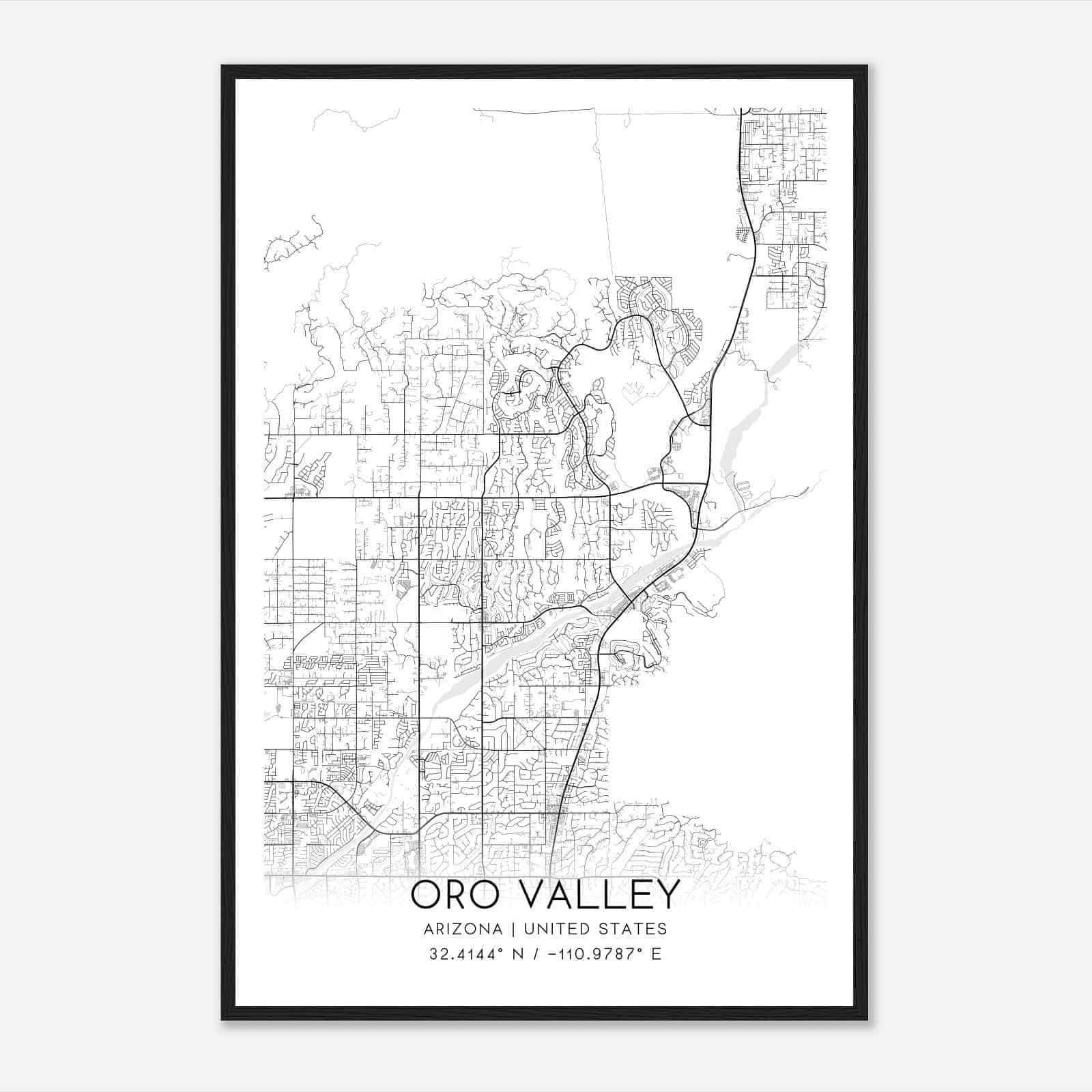 Oro Valley Arizona Map Poster, Modern Home Decor Wall Art Print