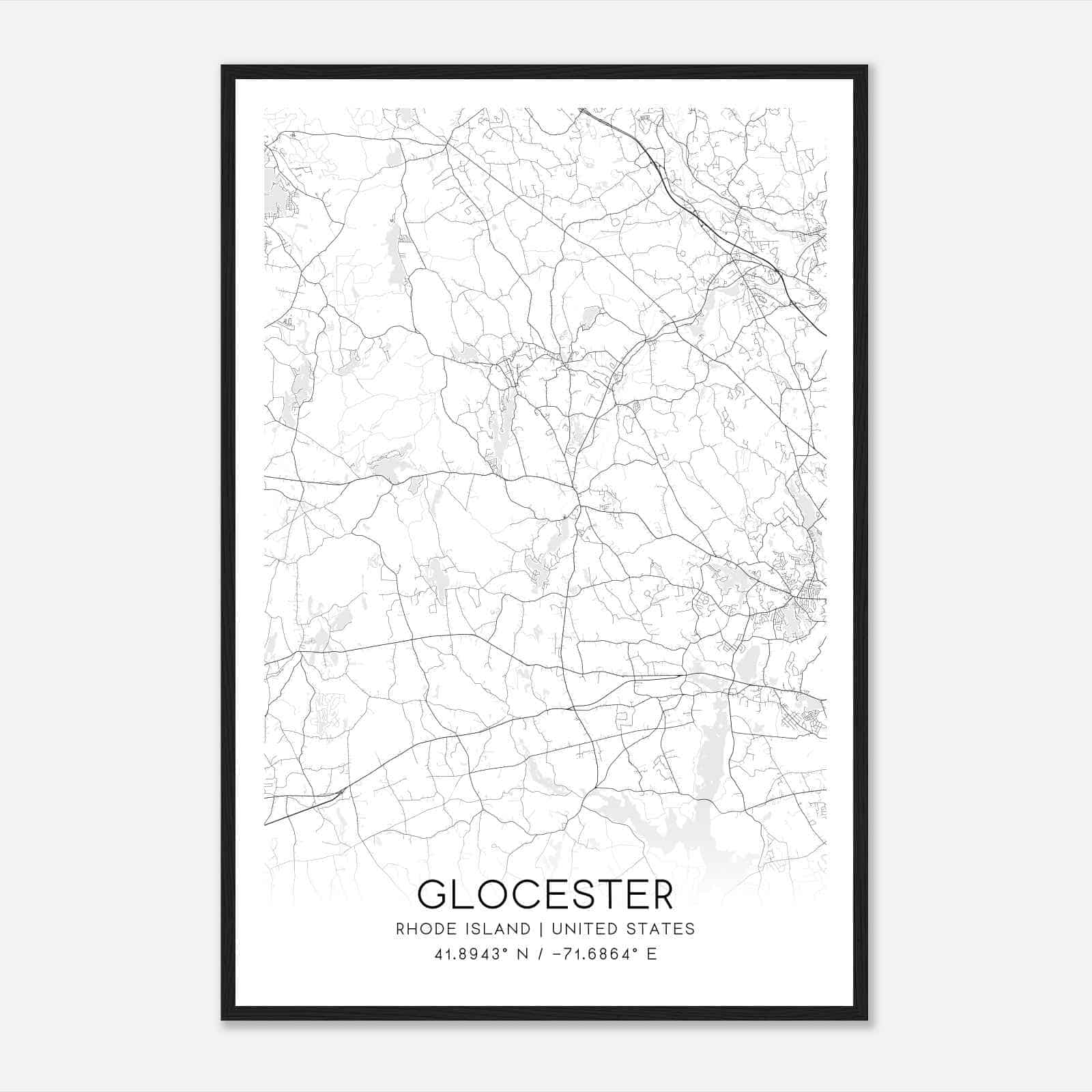 Glocester Rhode Island Map Poster, Modern Home Decor Wall Art Print