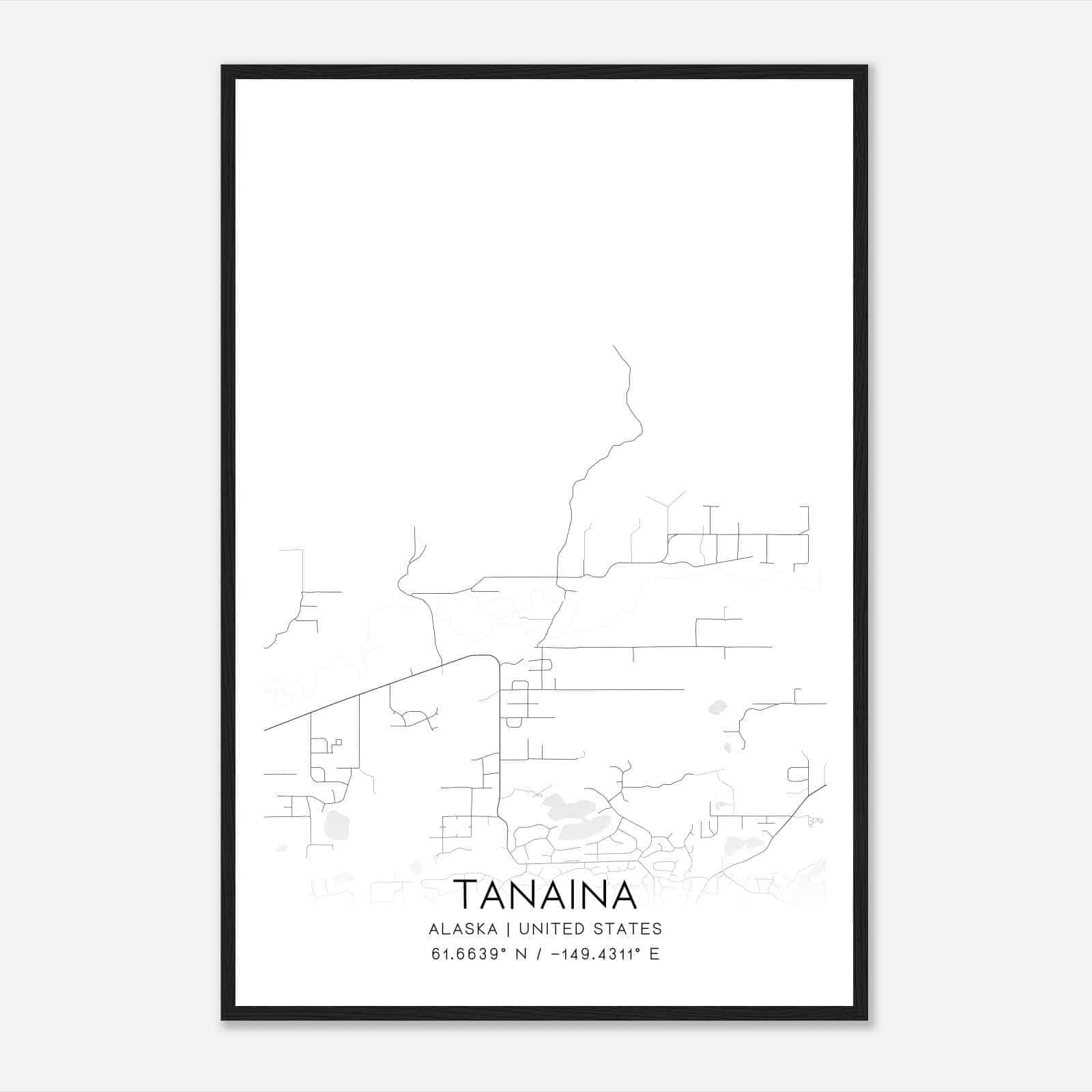 Tanaina Alaska Map Poster, Modern Home Decor Wall Art Print