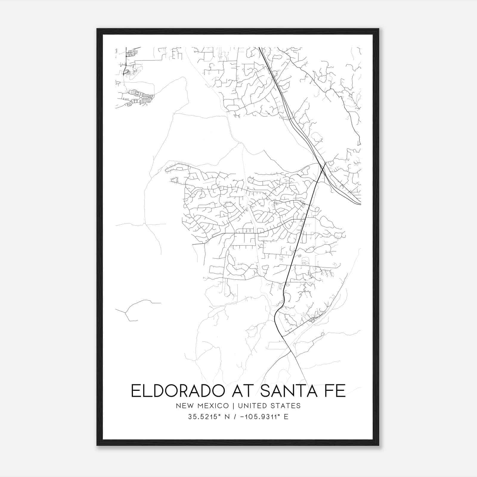 Eldorado at Santa Fe New Mexico Map Poster, Modern Home Decor Wall Art Print Eldorado at Santa Fe New Mexico Map Poster, Modern Home Decor Wall Art Print