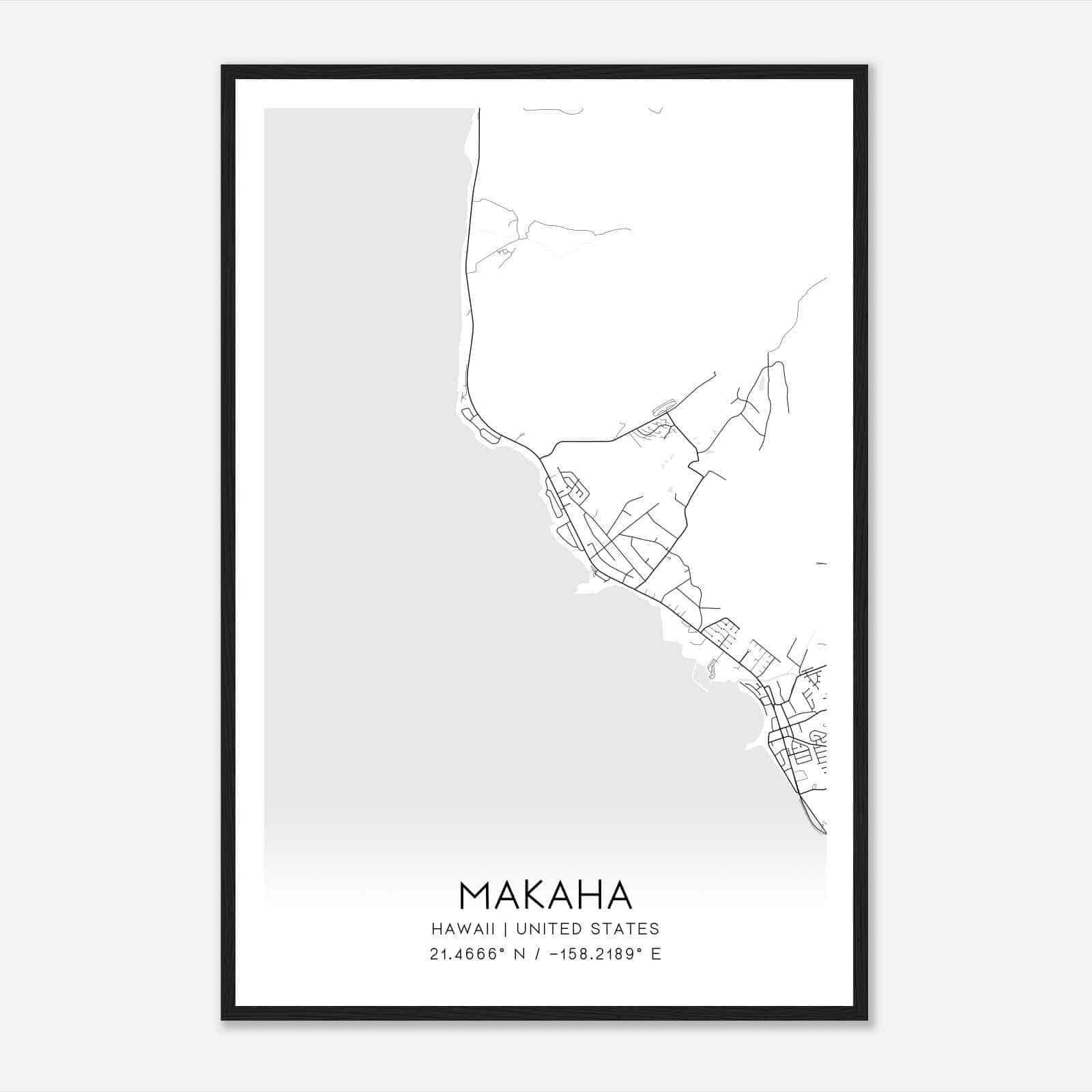 Makaha Hawaii Map Poster, Modern Home Decor Wall Art Print