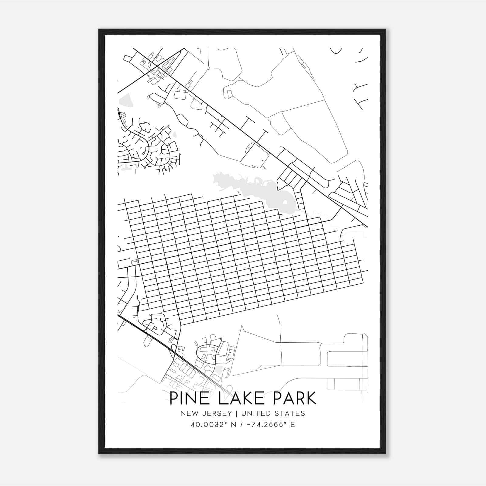 Pine Lake Park New Jersey Map Poster, Modern Home Decor Wall Art Print
