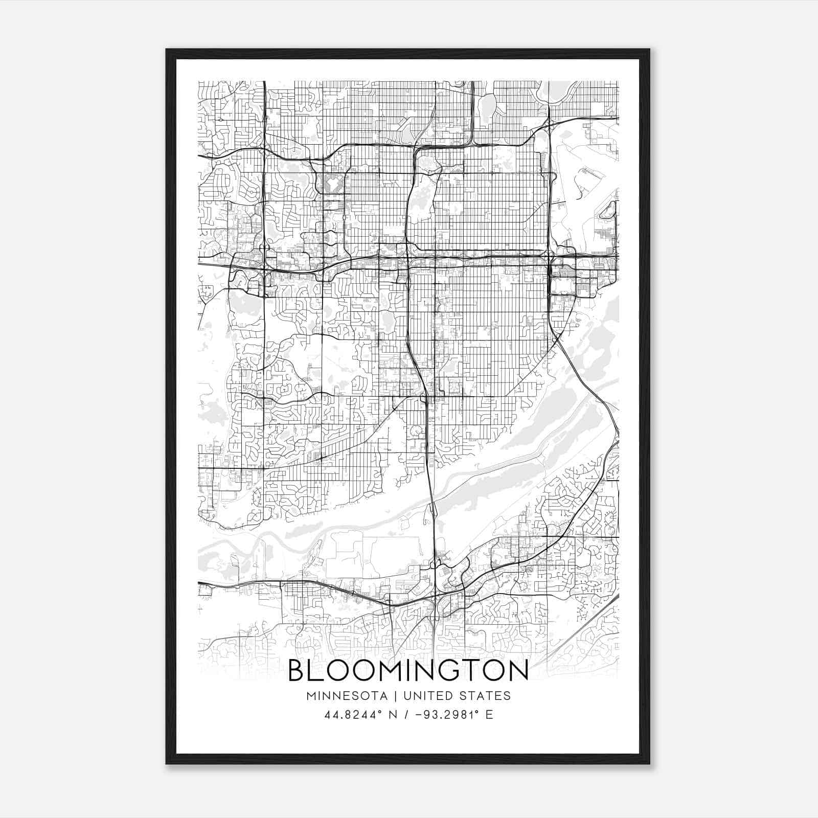 Bloomington Minnesota Map Poster, Modern Home Decor Wall Art Print