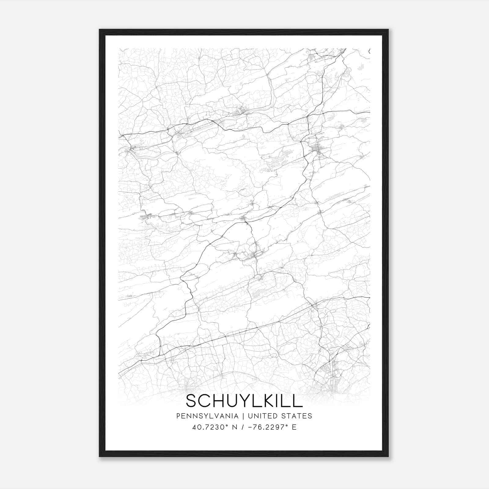 Schuylkill Pennsylvania Map Poster, Modern Home Decor Wall Art Print Schuylkill Pennsylvania Map Poster, Modern Home Decor Wall Art Print