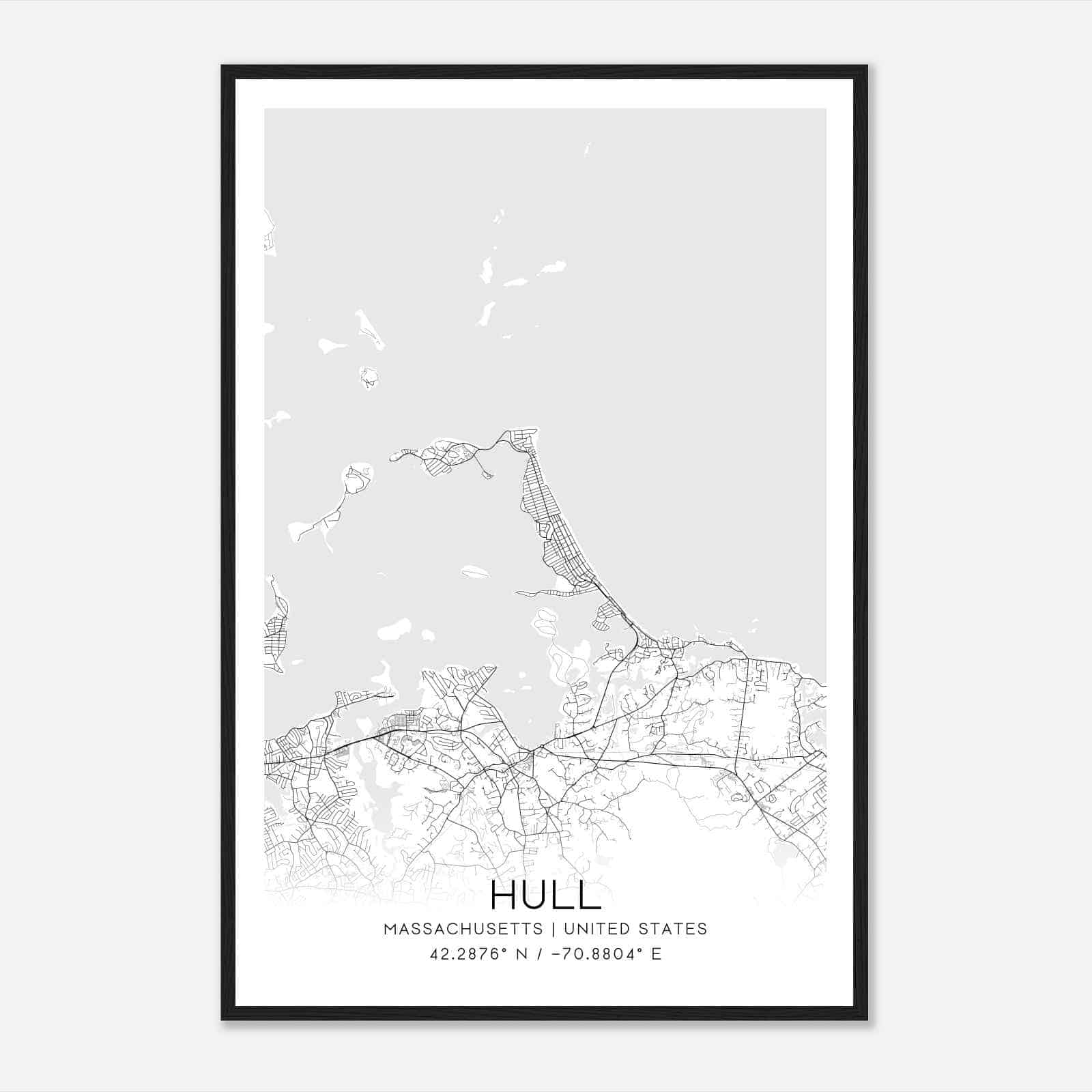 Hull Massachusetts Map Poster, Modern Home Decor Wall Art Print