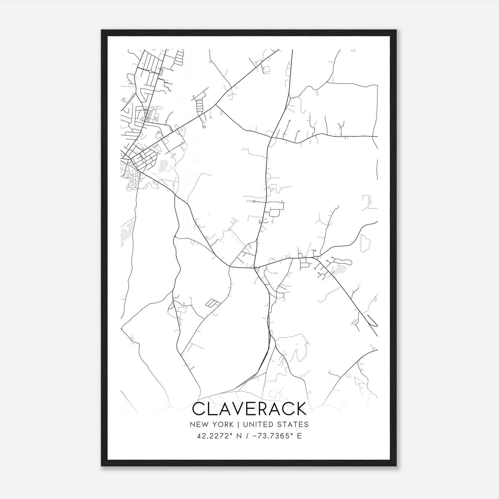 Claverack New York Map Poster, Modern Home Decor Wall Art Print