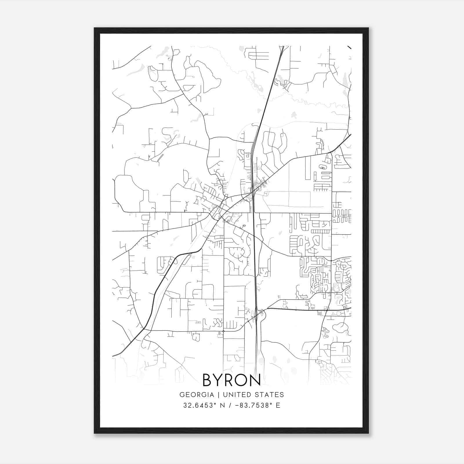Byron Georgia Map Poster, Modern Home Decor Wall Art Print