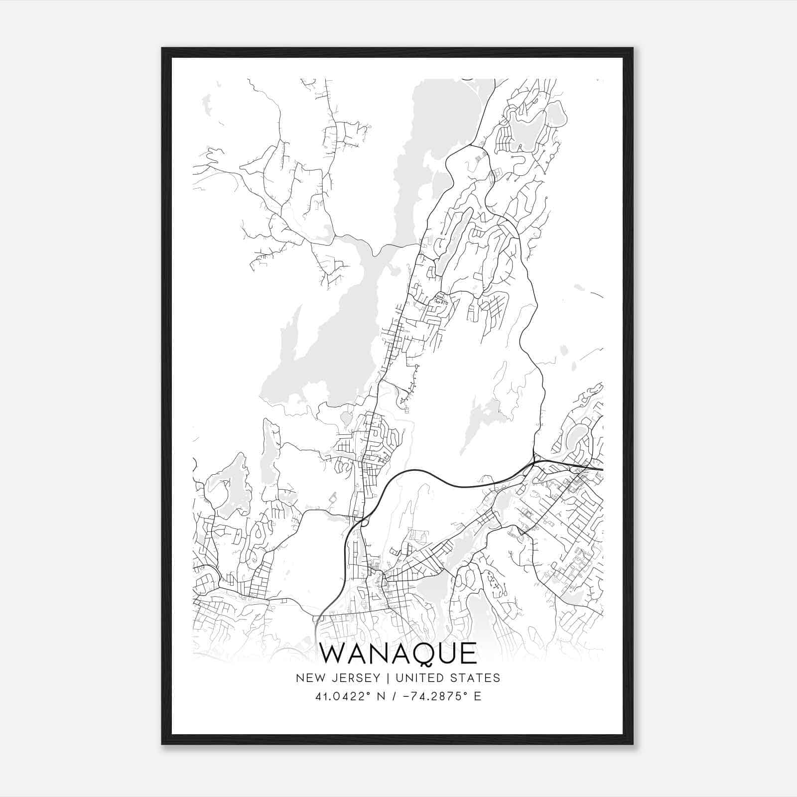 Wanaque New Jersey Map Poster, Modern Home Decor Wall Art Print