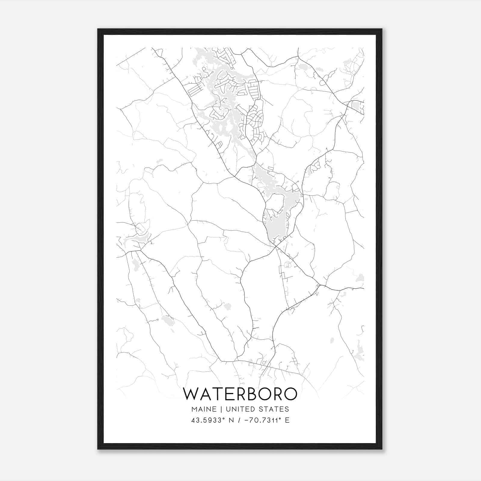 Waterboro Maine Map Poster, Modern Home Decor Wall Art Print Waterboro Maine Map Poster, Modern Home Decor Wall Art Print