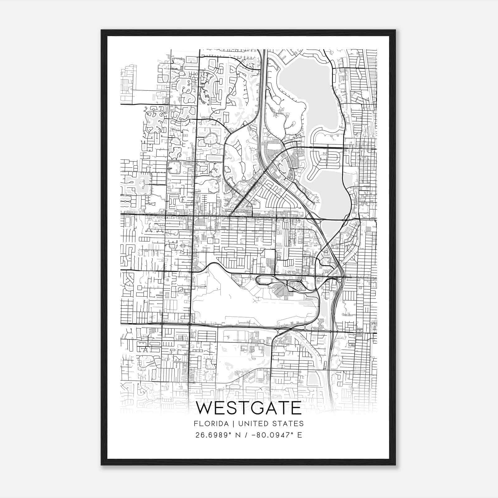 Westgate Florida Map Poster, Modern Home Decor Wall Art Print