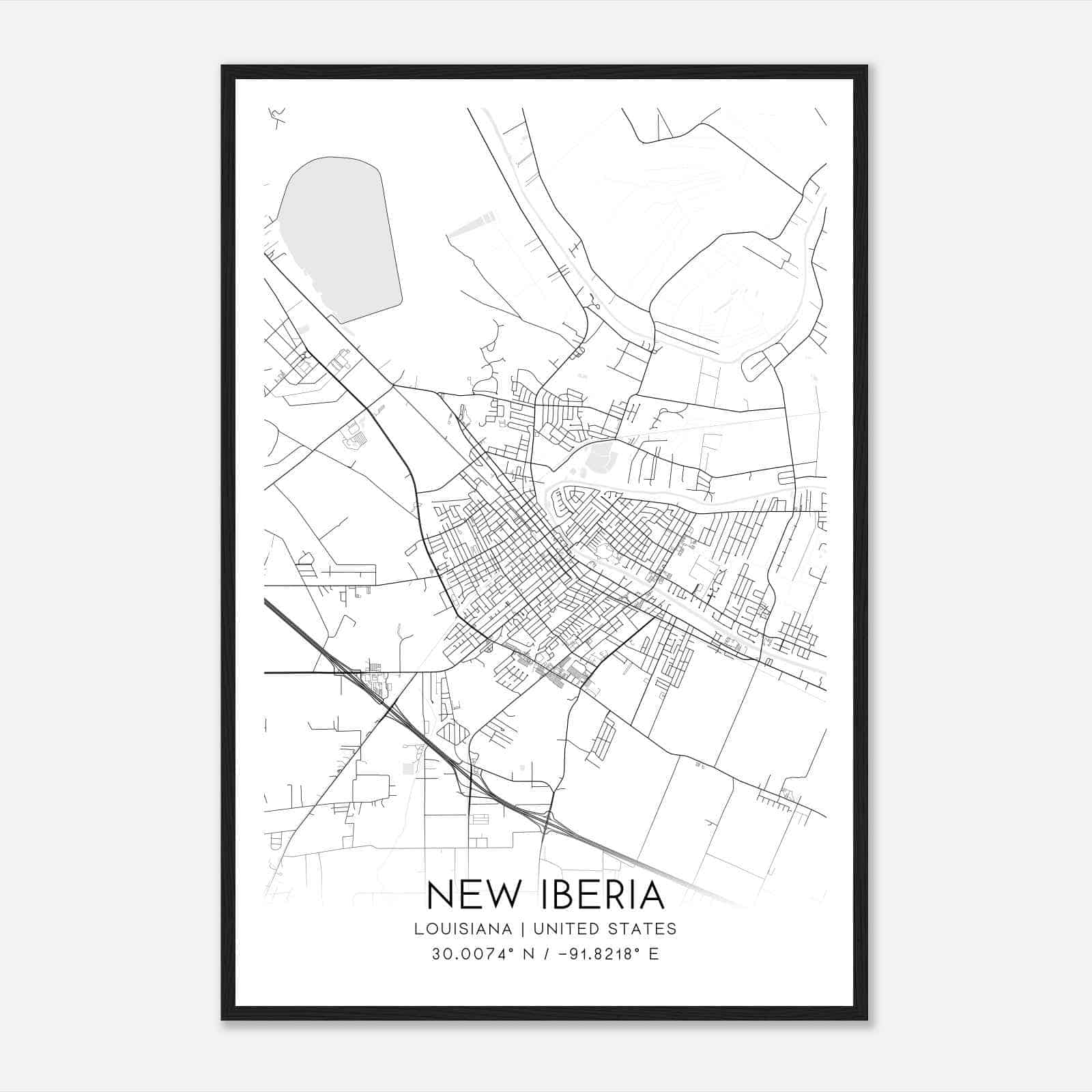 New Iberia Louisiana Map Poster, Modern Home Decor Wall Art Print New Iberia Louisiana Map Poster, Modern Home Decor Wall Art Print