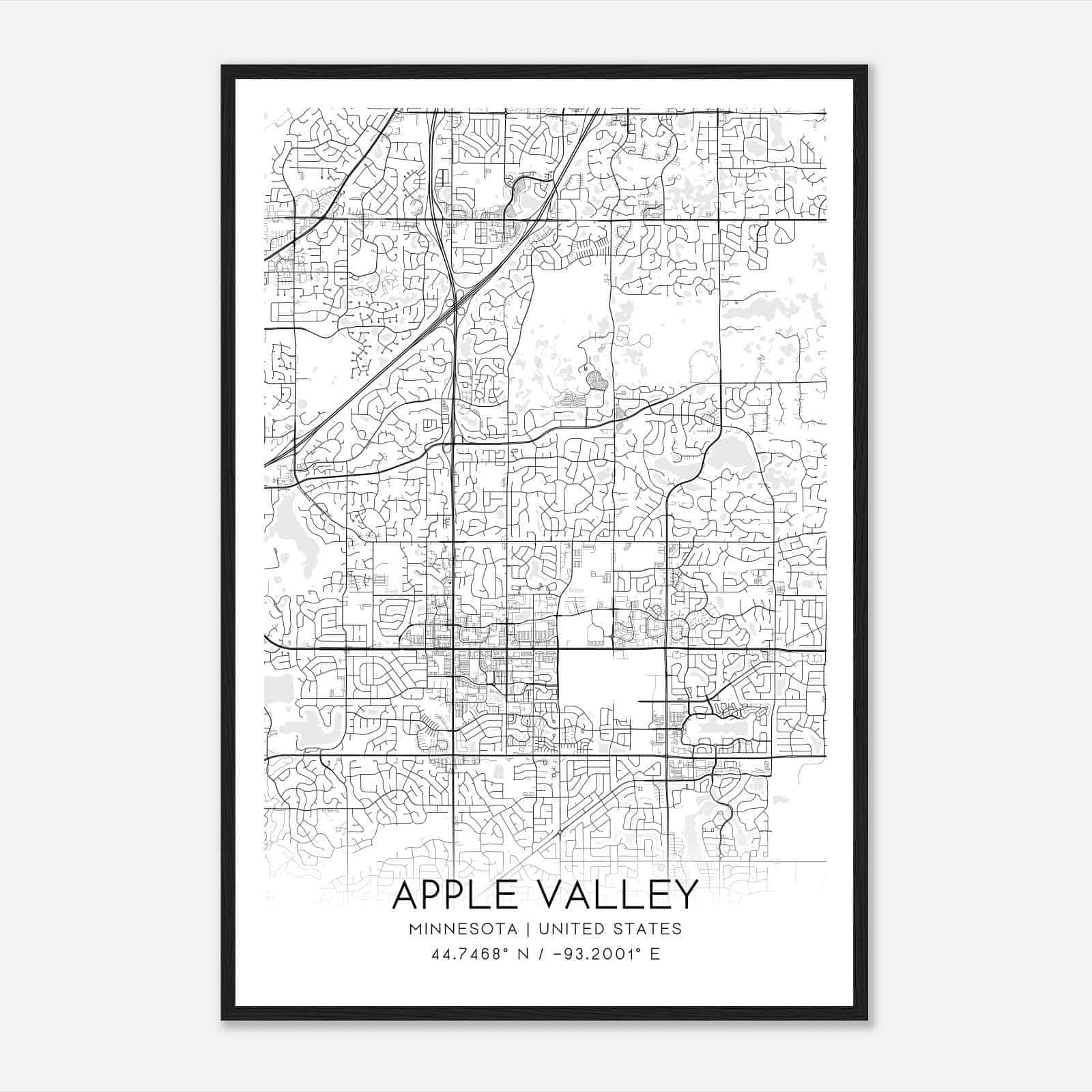 Apple Valley Minnesota Map Poster, Modern Home Decor Wall Art Print