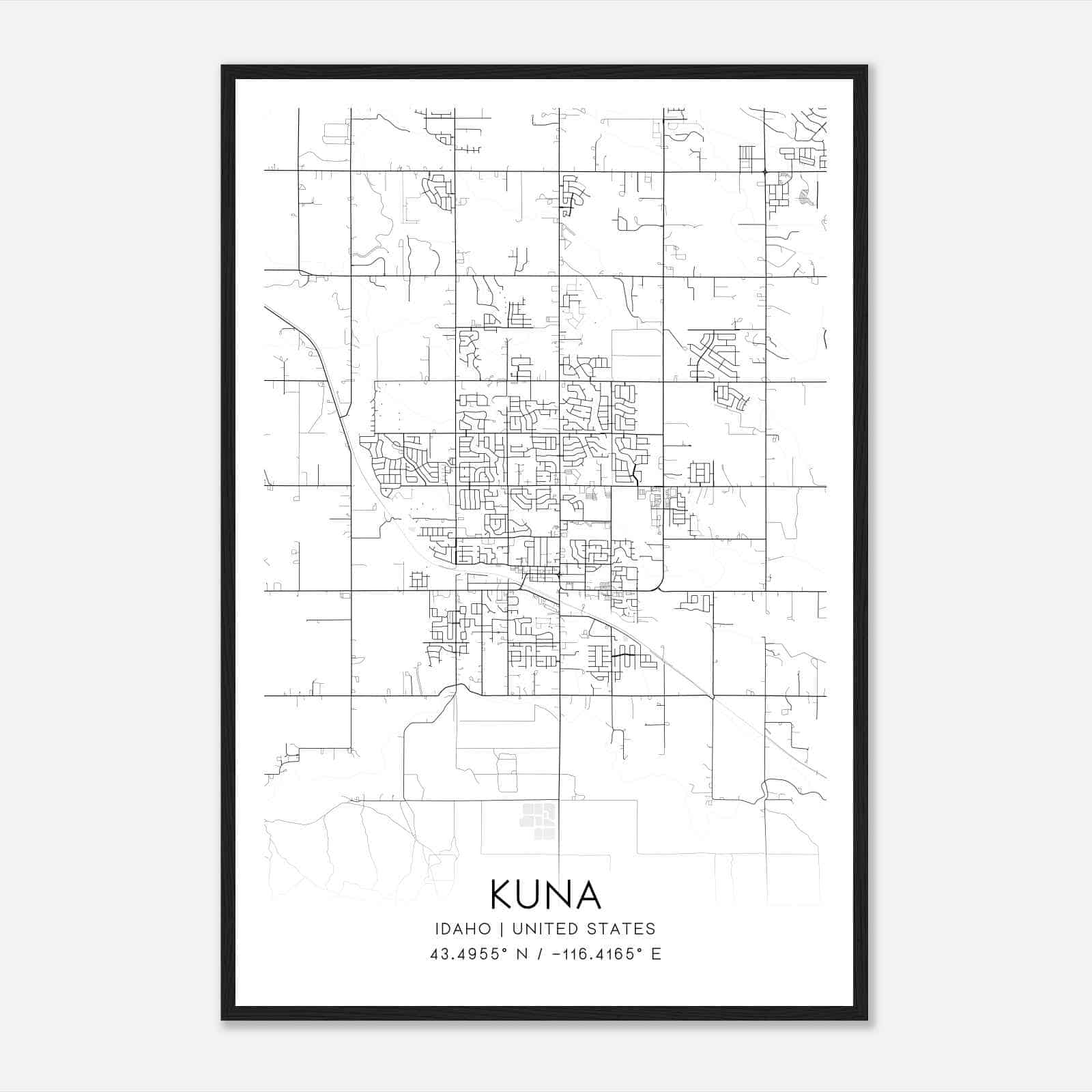 Kuna Idaho Map Poster, Modern Home Decor Wall Art Print