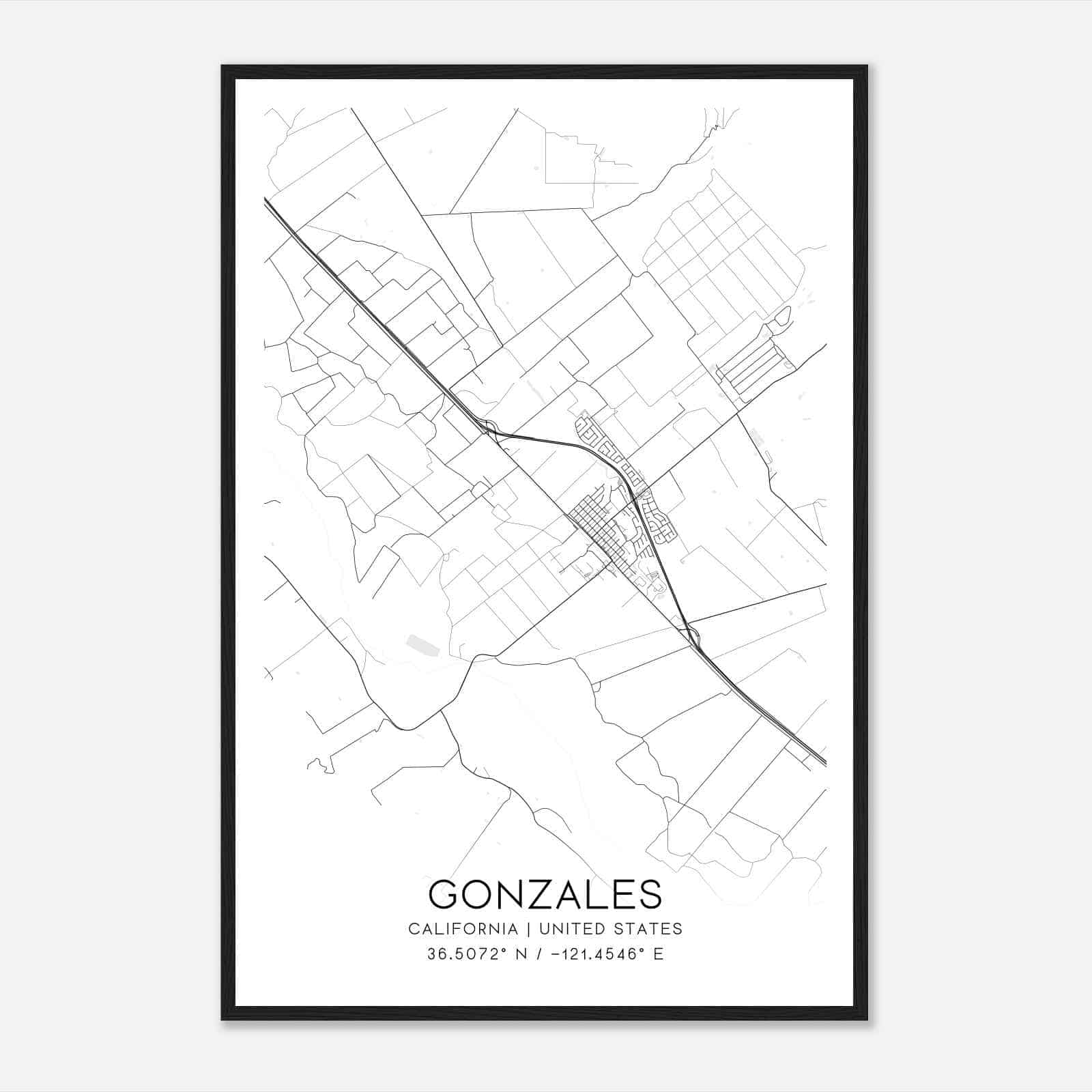 Gonzales California Map Poster, Modern Home Decor Wall Art Print