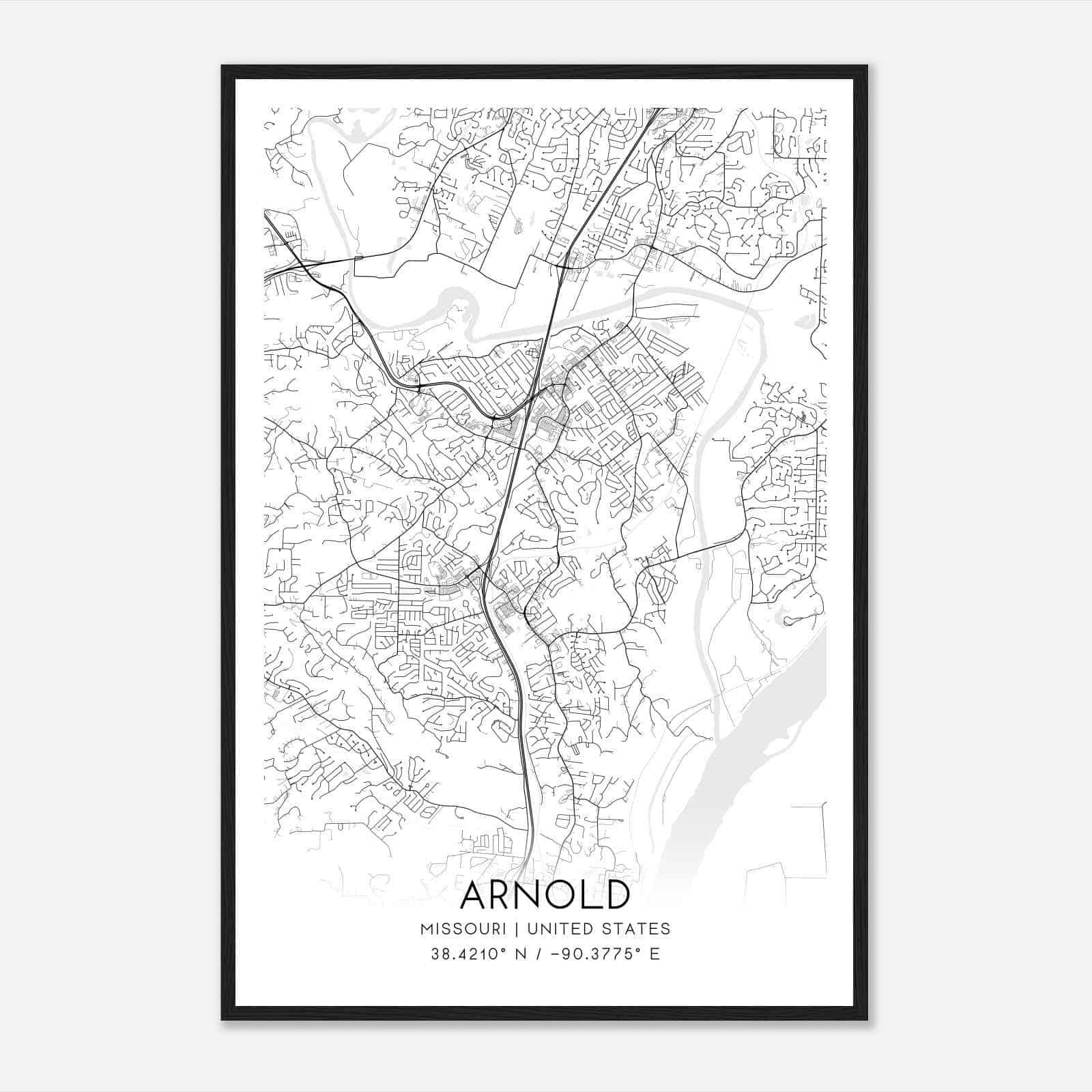 Arnold Missouri Map Poster, Modern Home Decor Wall Art Print