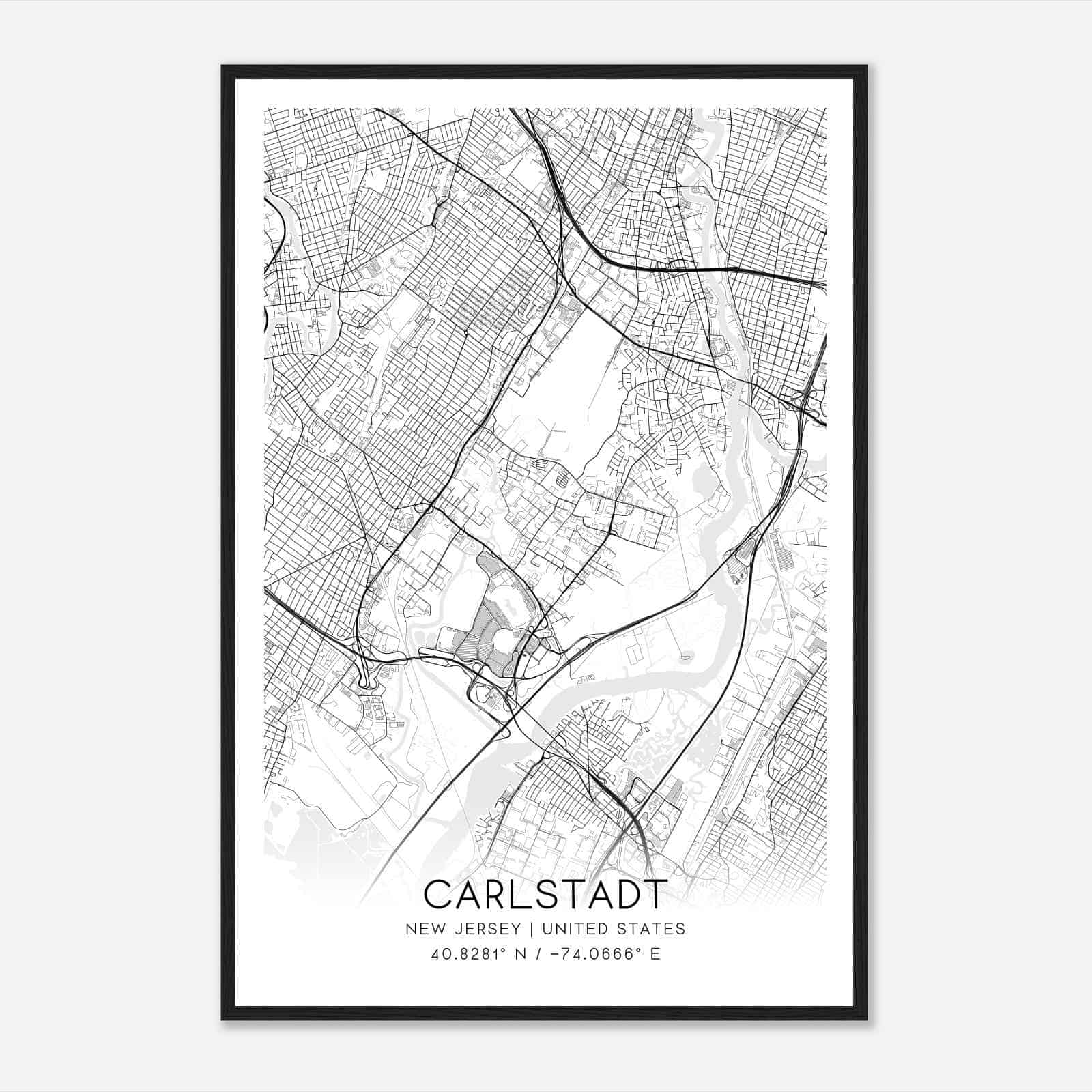 Carlstadt New Jersey Map Poster, Modern Home Decor Wall Art Print