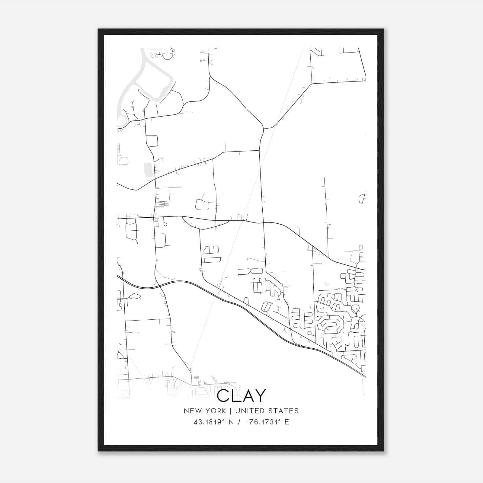 Clay New York Map Poster, Modern Home Decor Wall Art Print