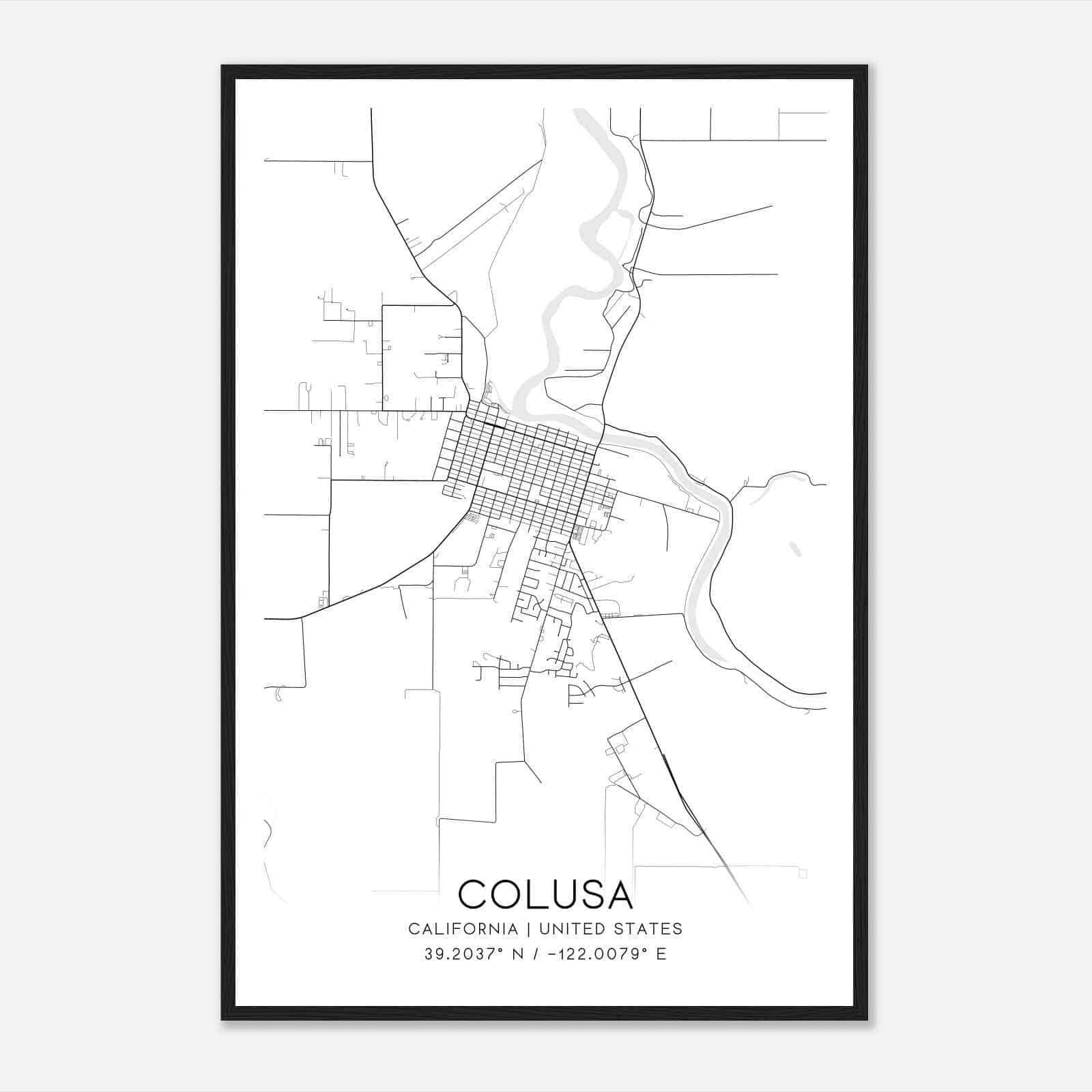 Colusa California Map Poster, Modern Home Decor Wall Art Print