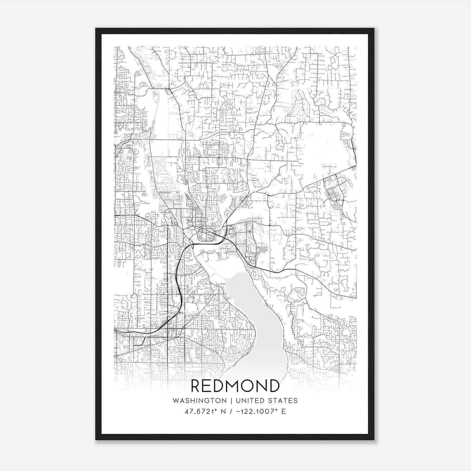 Redmond Washington Map Poster, Modern Home Decor Wall Art Print