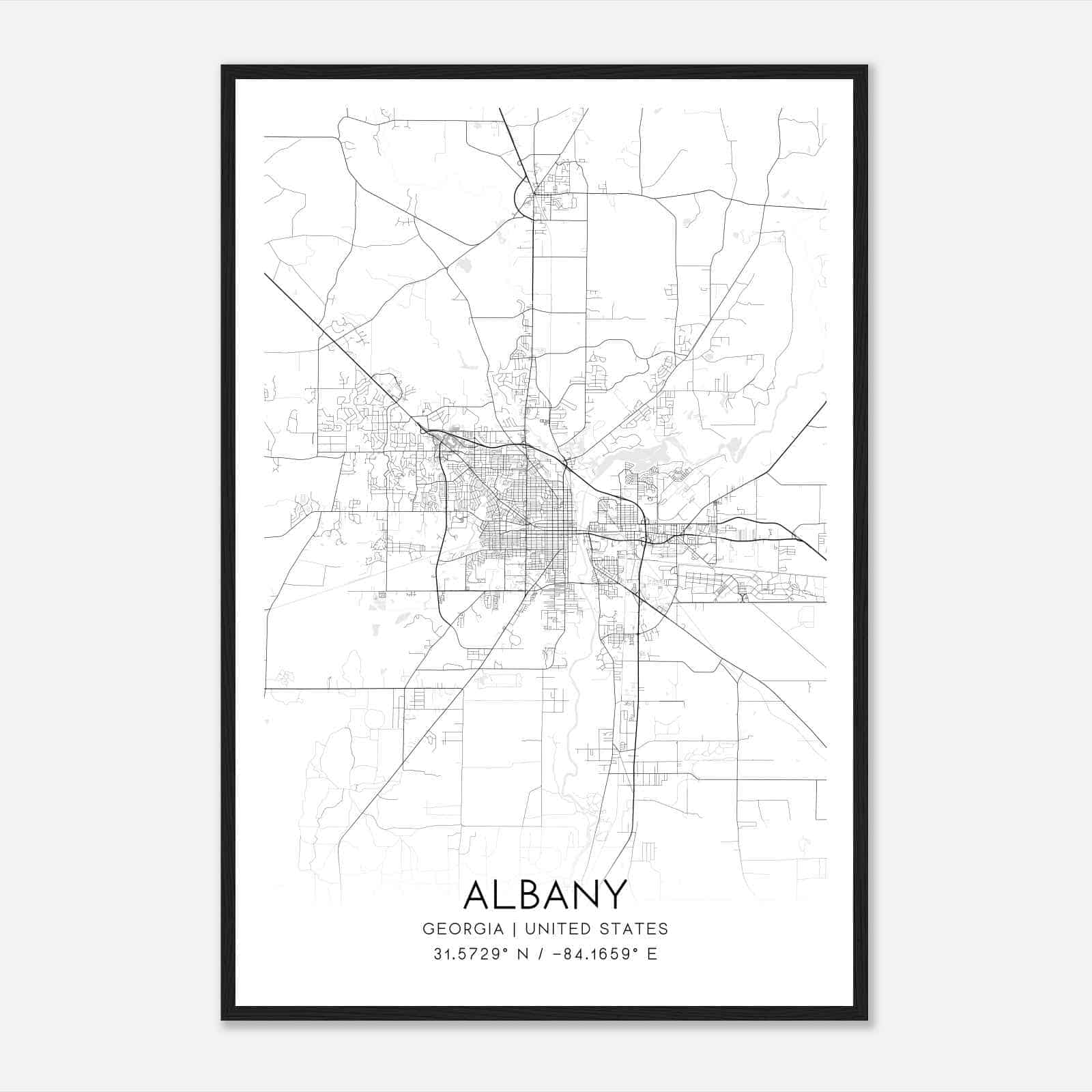 Albany Georgia Map Poster, Modern Home Decor Wall Art Print