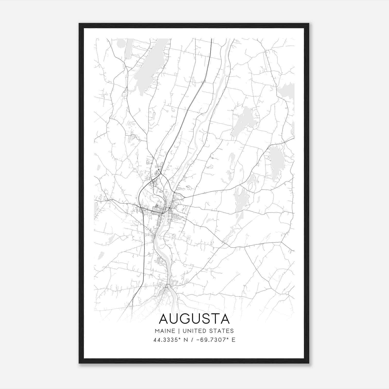 Augusta Maine Map Poster, Modern Home Decor Wall Art Print