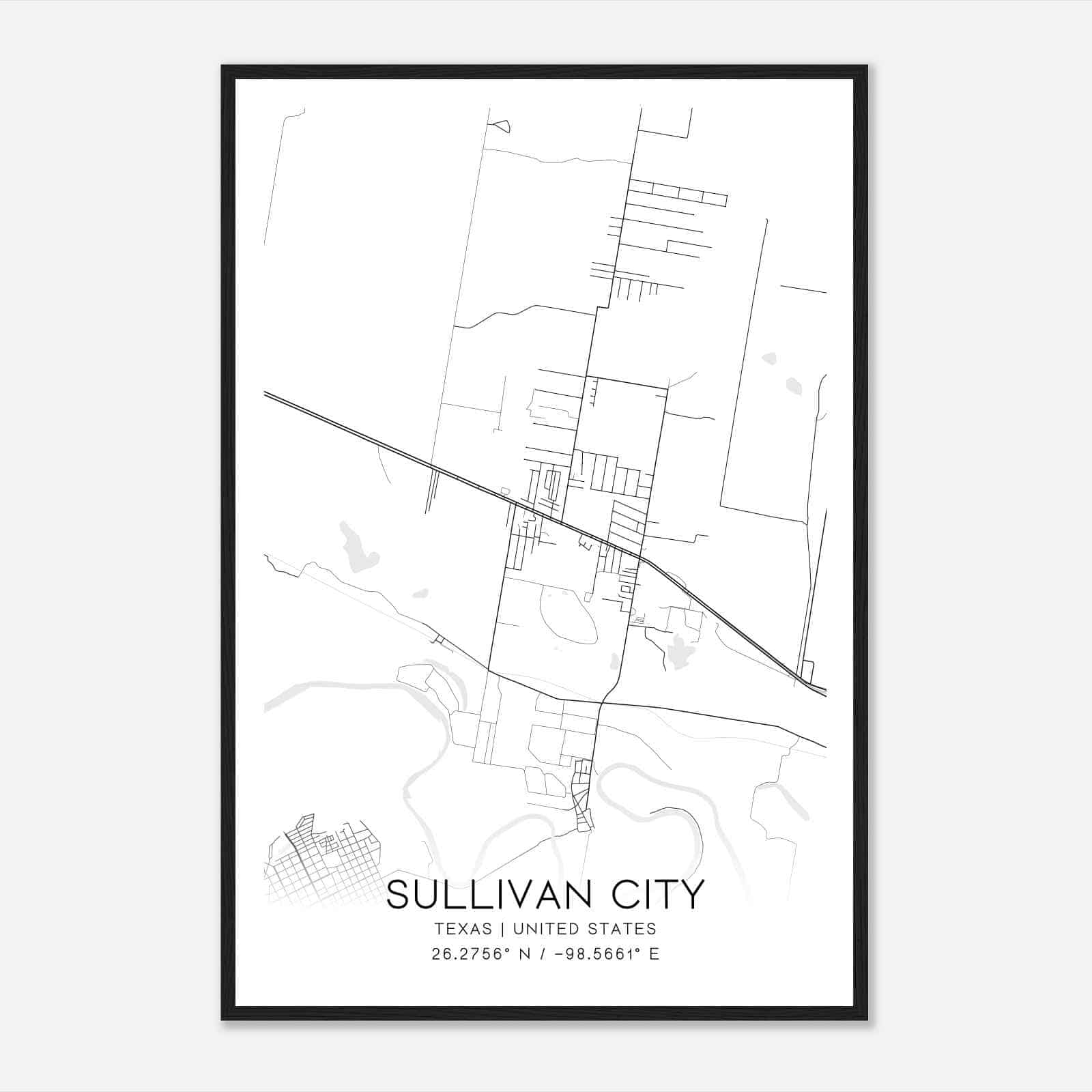 Sullivan City Texas Map Poster, Modern Home Decor Wall Art Print Sullivan City Texas Map Poster, Modern Home Decor Wall Art Print