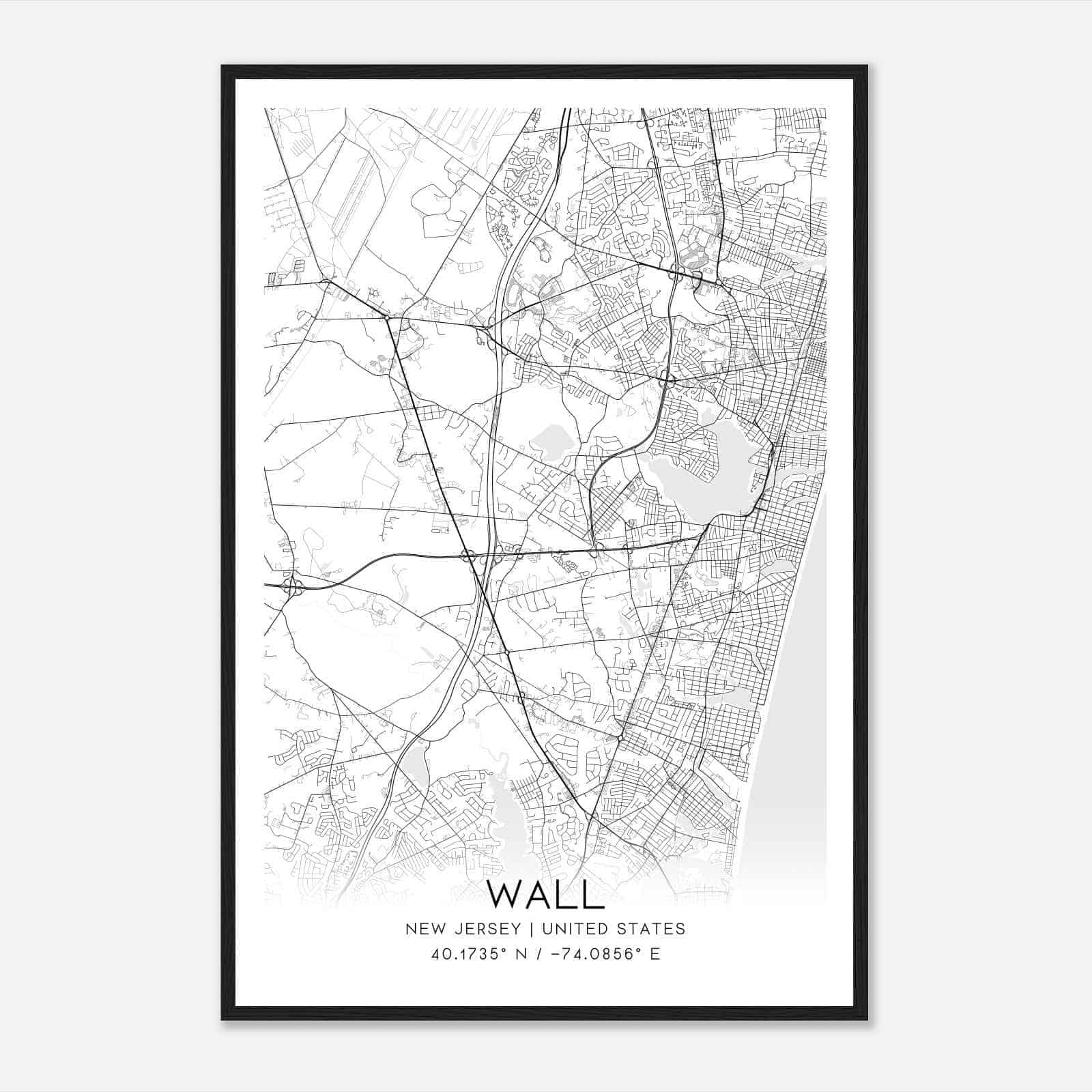Wall New Jersey Map Poster, Modern Home Decor Wall Art Print