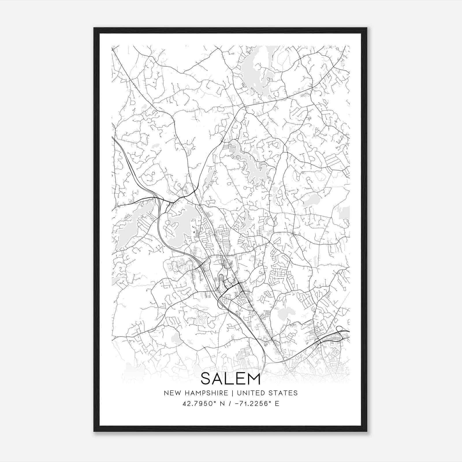 Salem New Hampshire Map Poster, Modern Home Decor Wall Art Print Salem New Hampshire Map Poster, Modern Home Decor Wall Art Print
