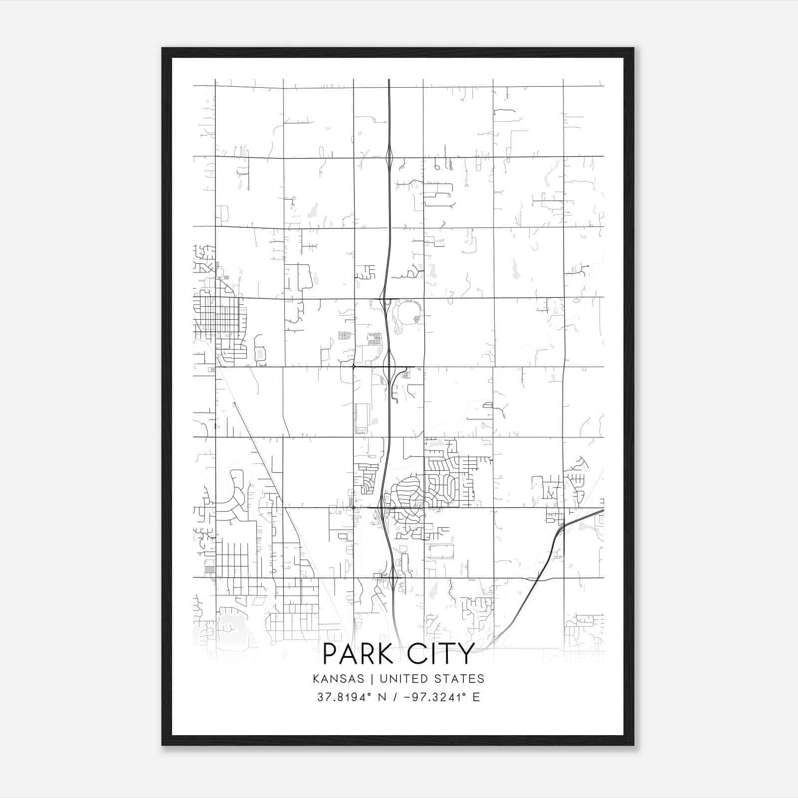 Park City Kansas Map Poster, Modern Home Decor Wall Art Print