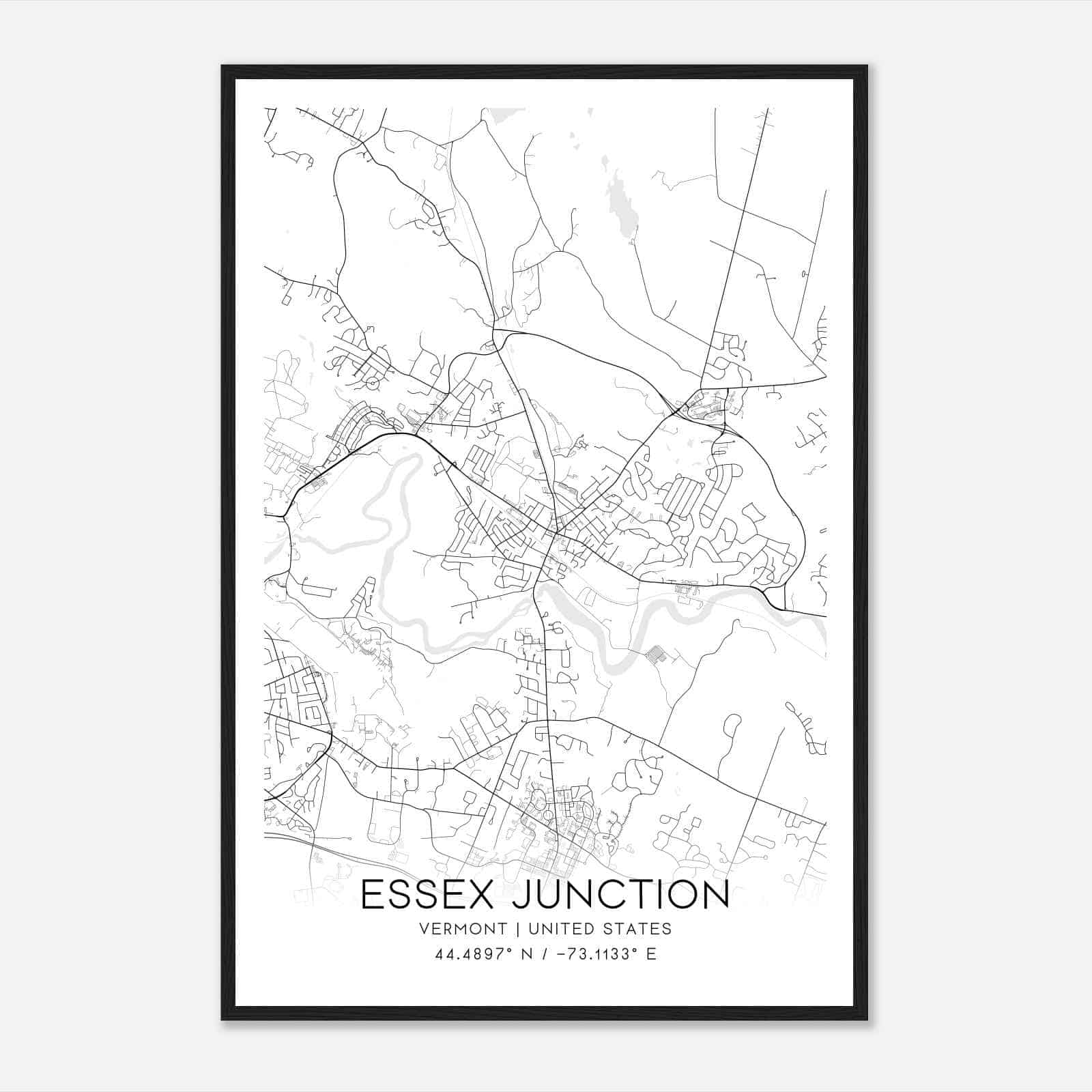 Essex Junction Vermont Map Poster, Modern Home Decor Wall Art Print