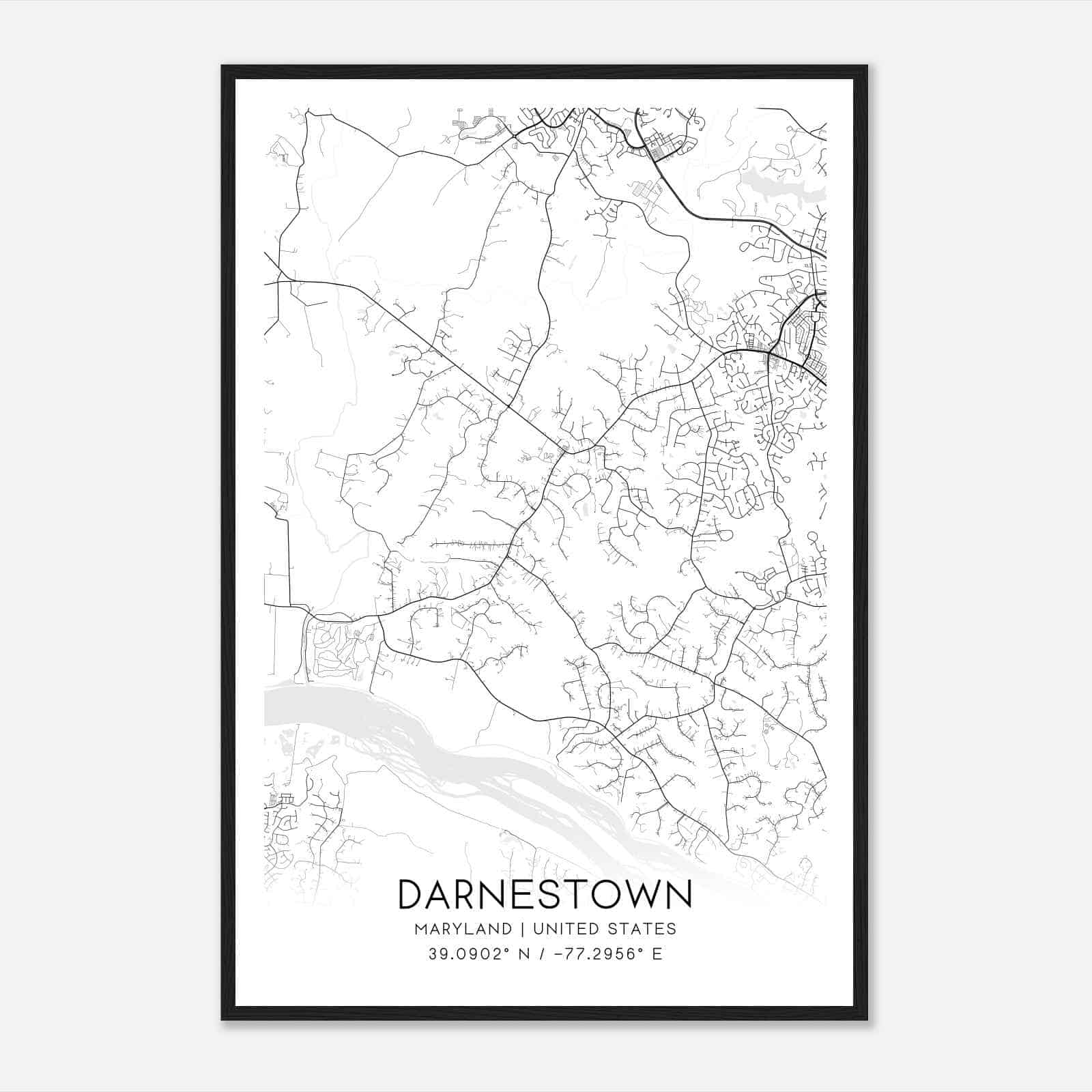 Darnestown Maryland Map Poster, Modern Home Decor Wall Art Print