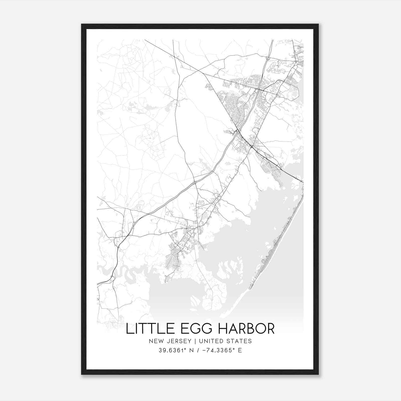 Little Egg Harbor New Jersey Map Poster, Modern Home Decor Wall Art Print